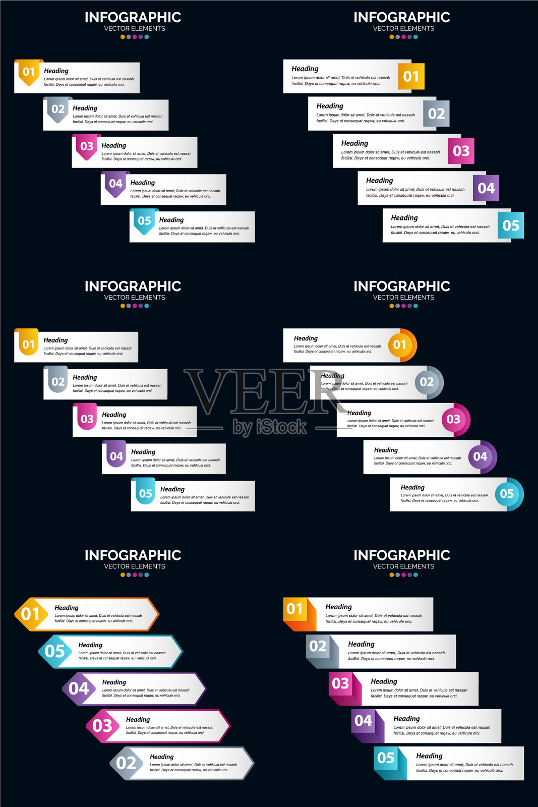 使用6个信息图表包有效地展示插画图片素材