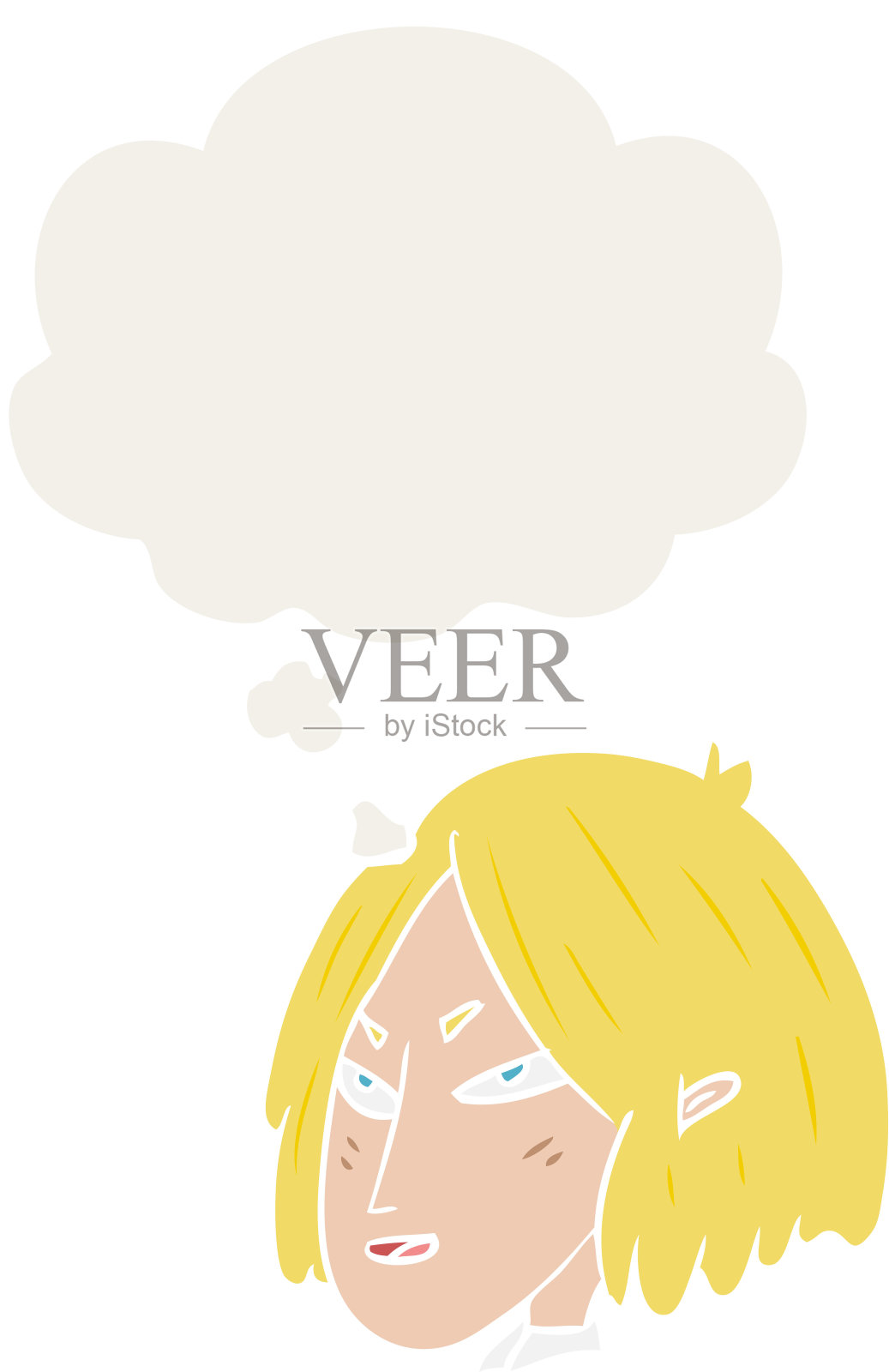 卡通女人的思想泡沫在复古风格插画图片素材