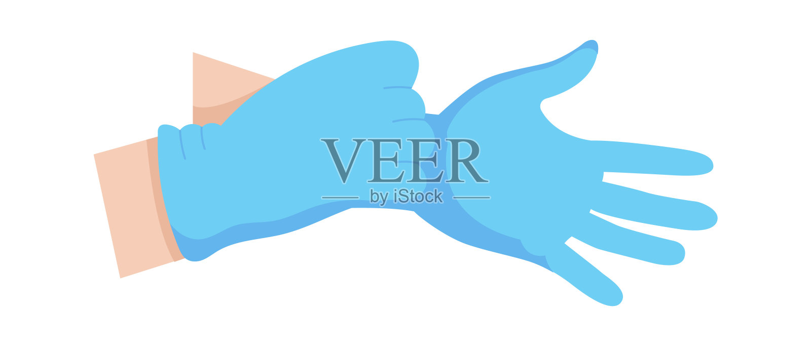 医生手戴防护手套，平面图标医疗保健插画图片素材