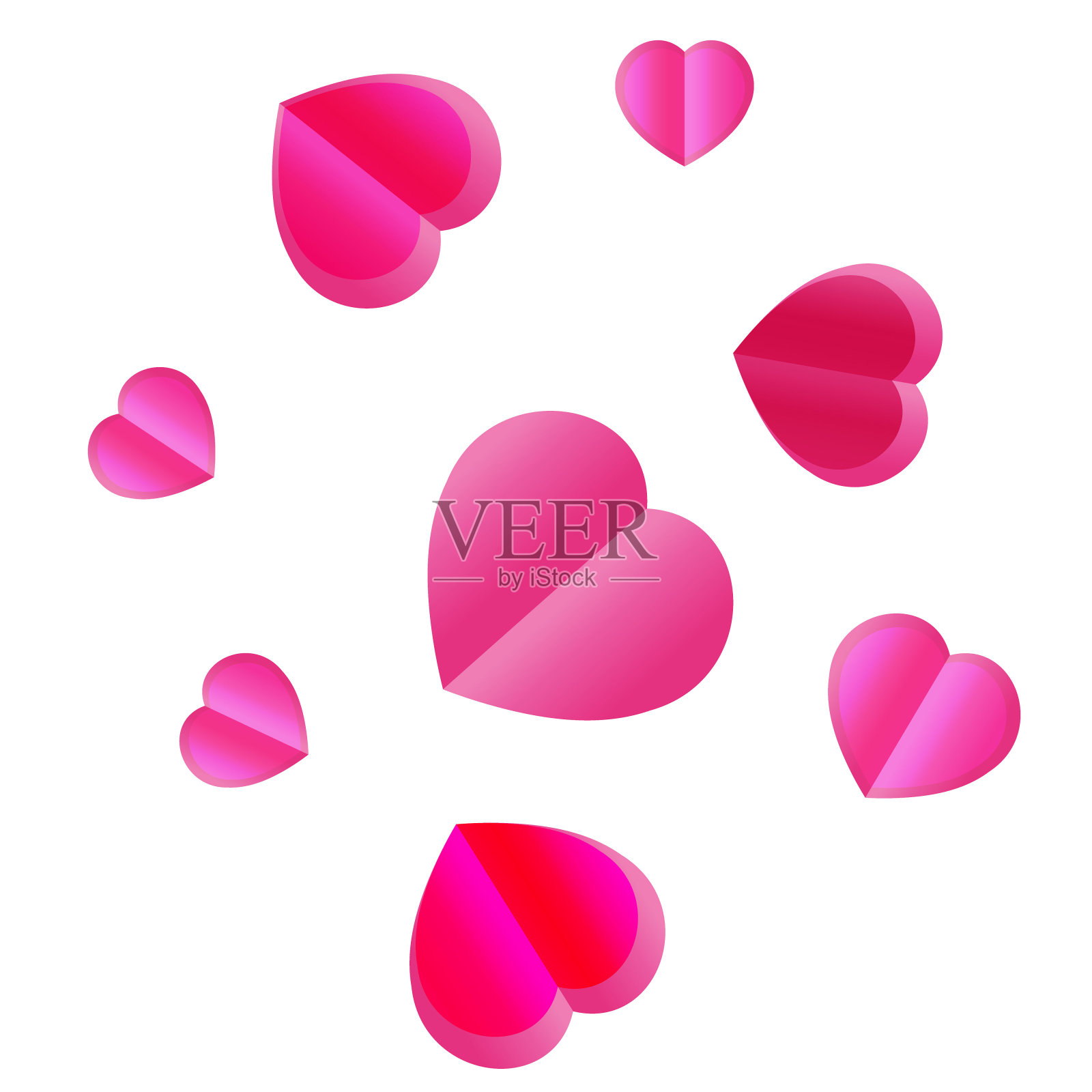 粉色的心。爱。情人节。邀请函，明信片，问候和你的装饰。插画图片素材