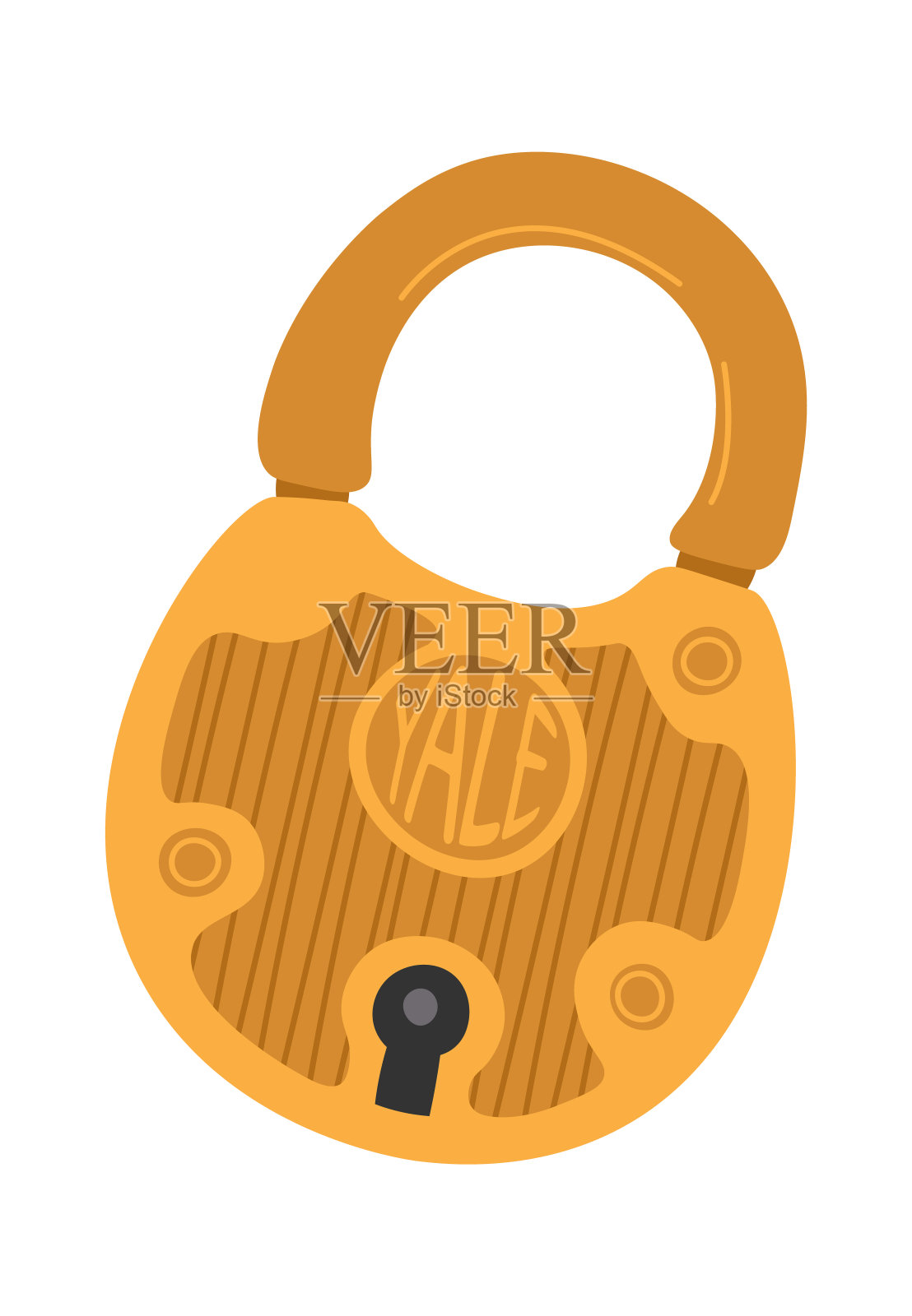 室内和室外挂锁门平面图标安全插画图片素材