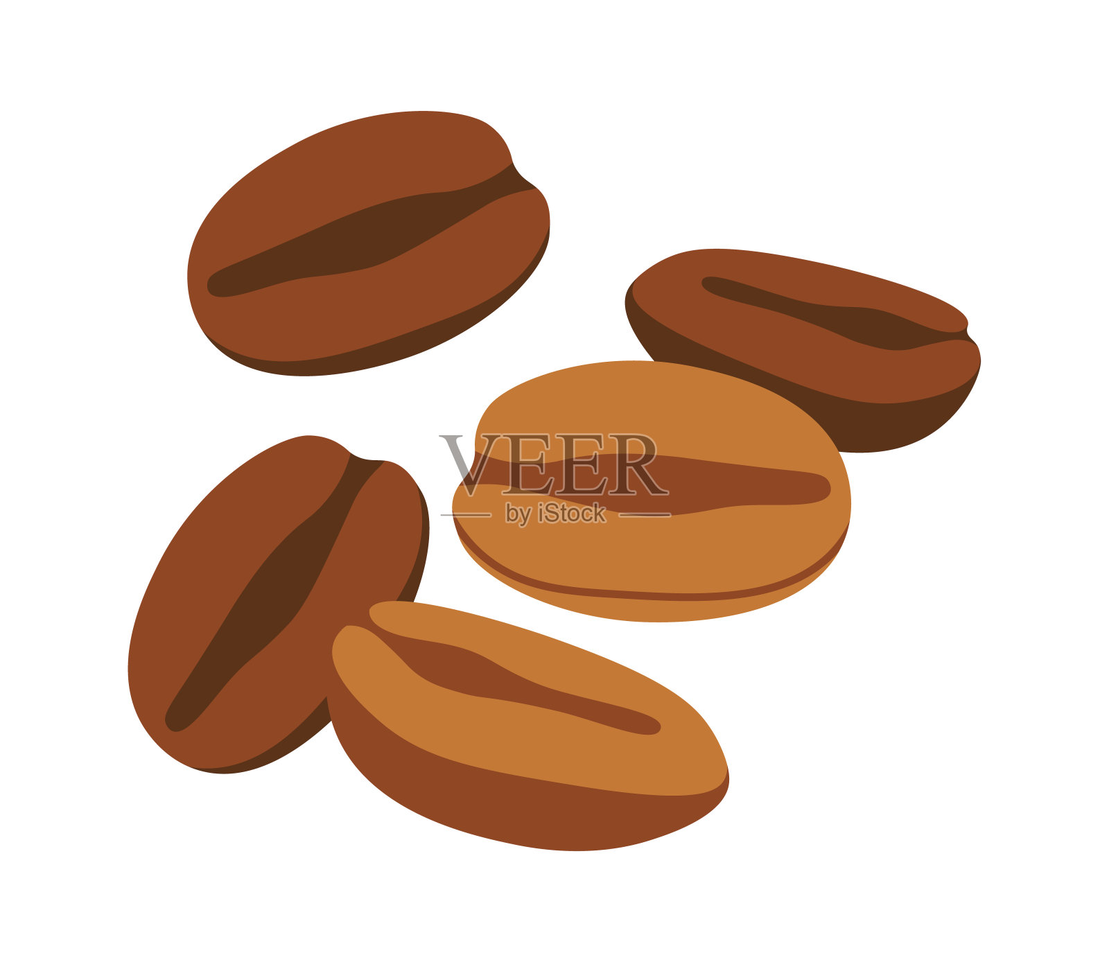 咖啡豆扁平图标热带谷物栽培植物插画图片素材