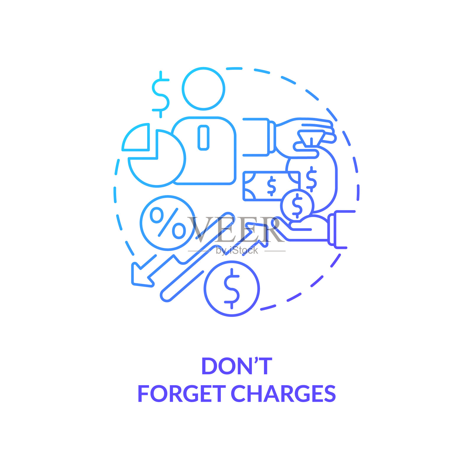 不要忘记电荷蓝色渐变概念图标插画图片素材