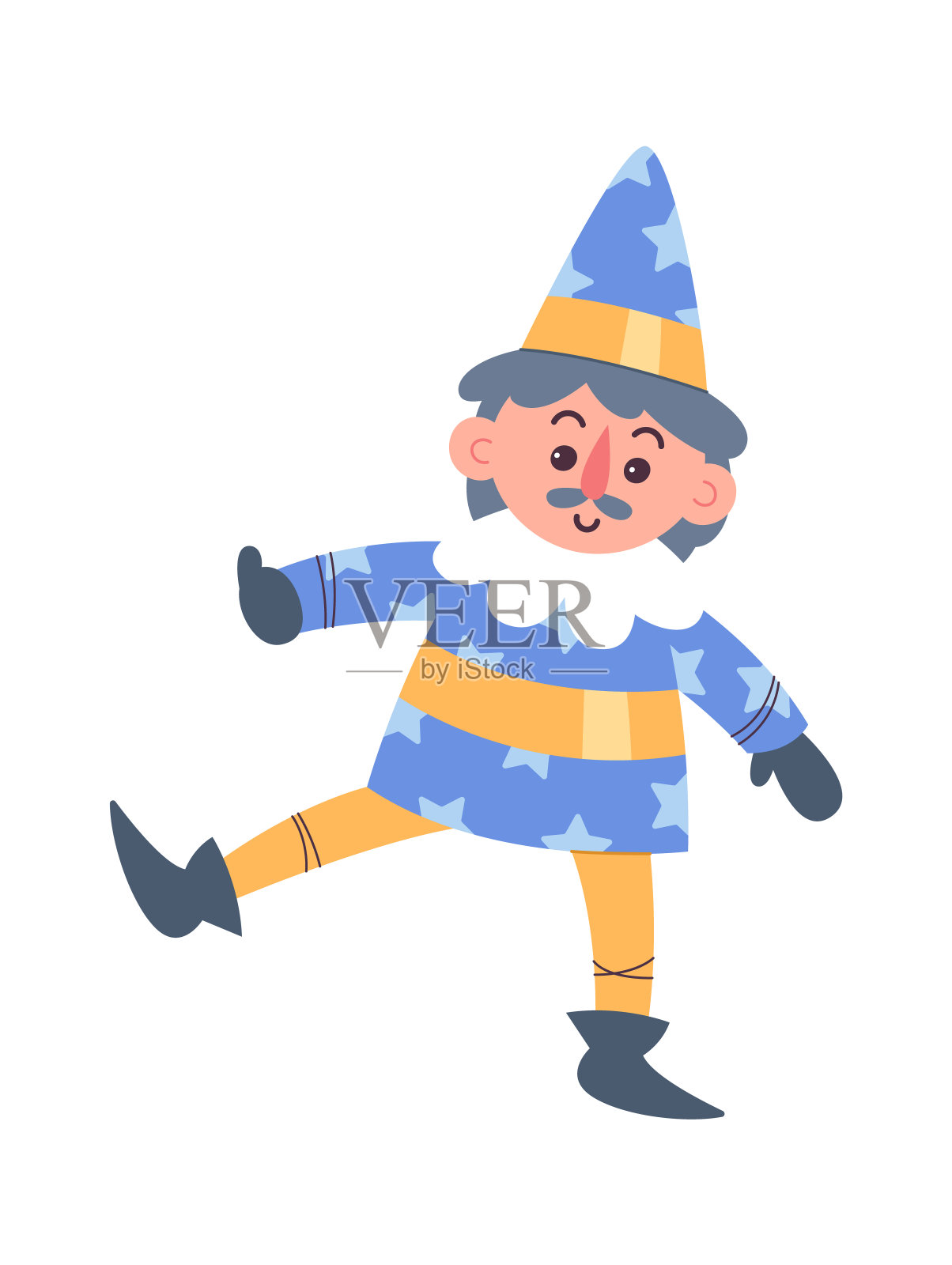 可爱的魔术师为剧院表演平面图标插画图片素材