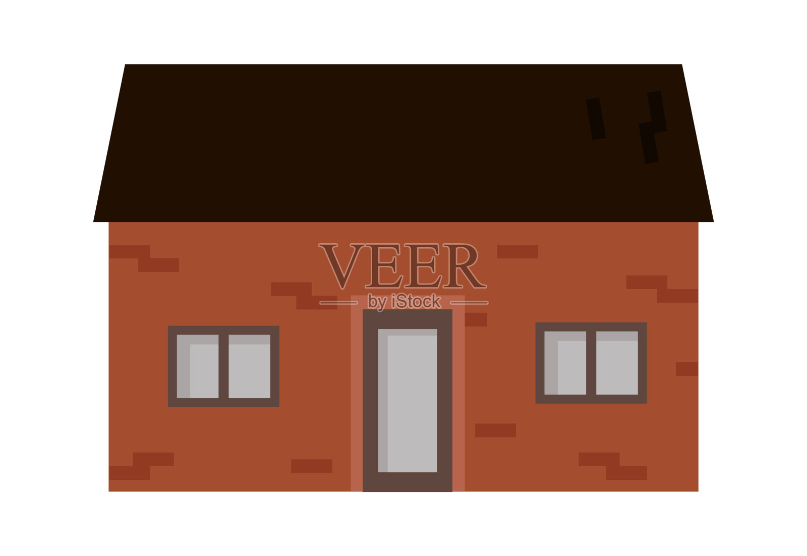 可爱的房子扁平图标舒适的建筑插画图片素材