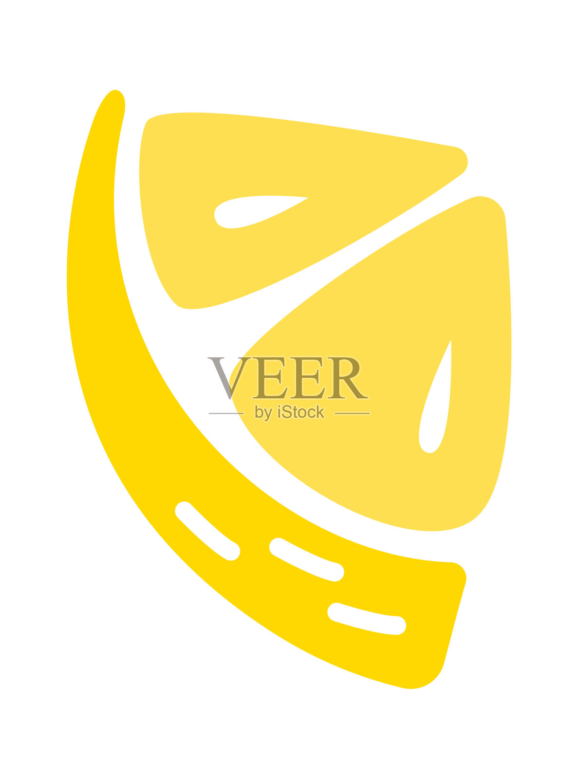 四分之一柠檬扁平图标黄色外来水果插画图片素材