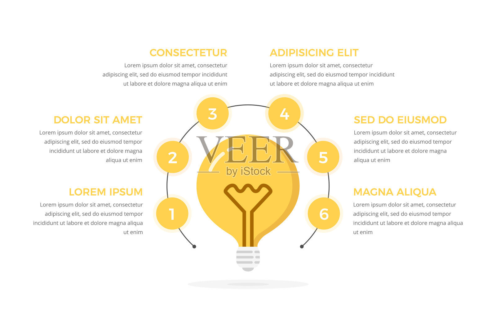 教育信息图表与灯泡插画图片素材