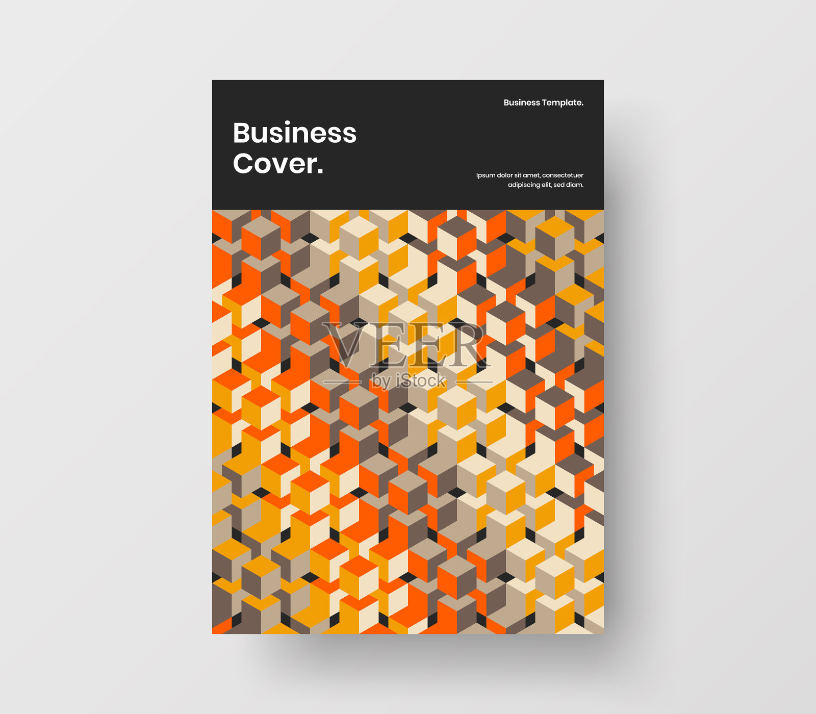 现代马赛克瓷砖海报模板。独特的封面设计矢量概念。插画图片素材