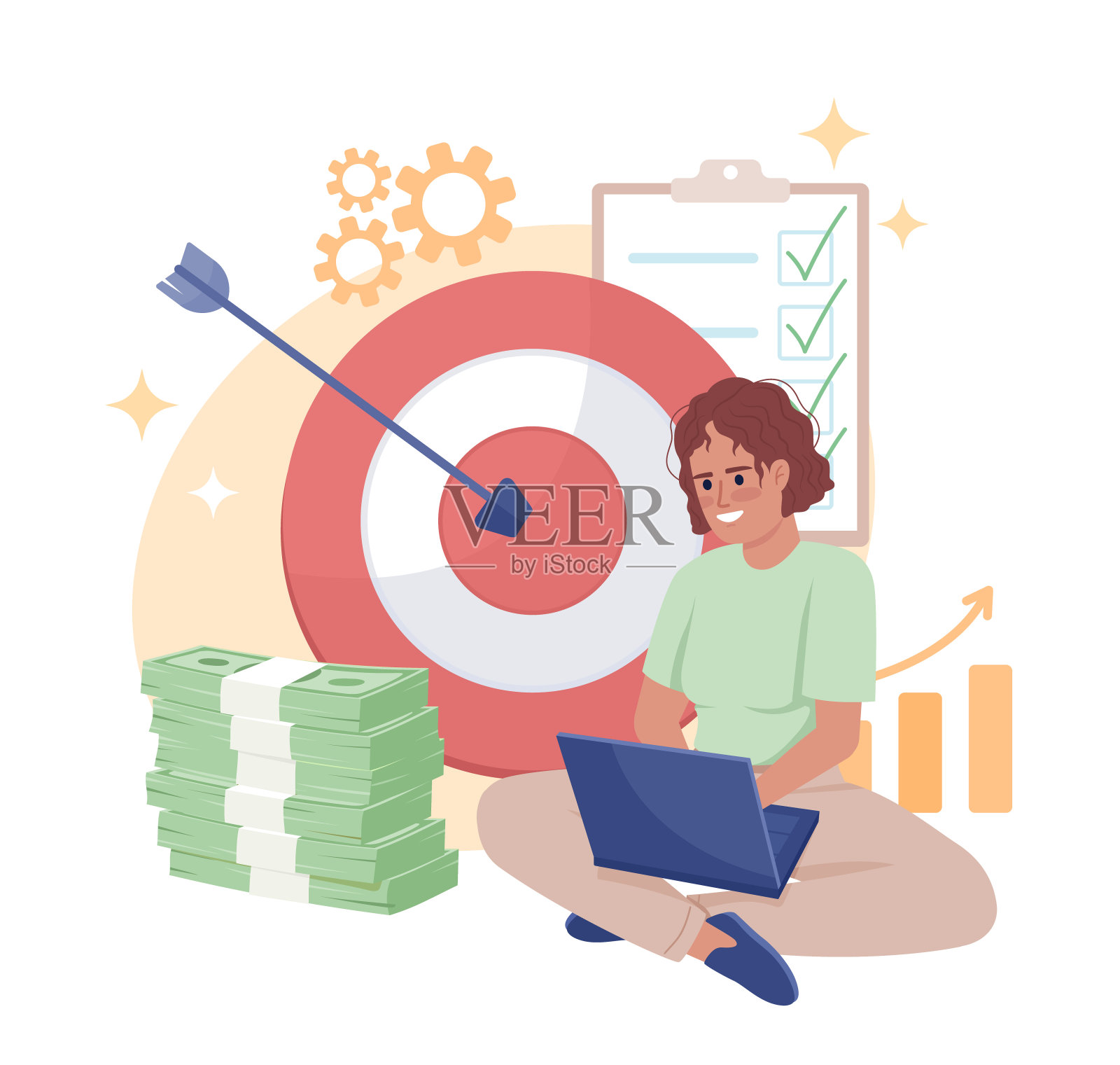 成功的女商人平面概念矢量插图插画图片素材