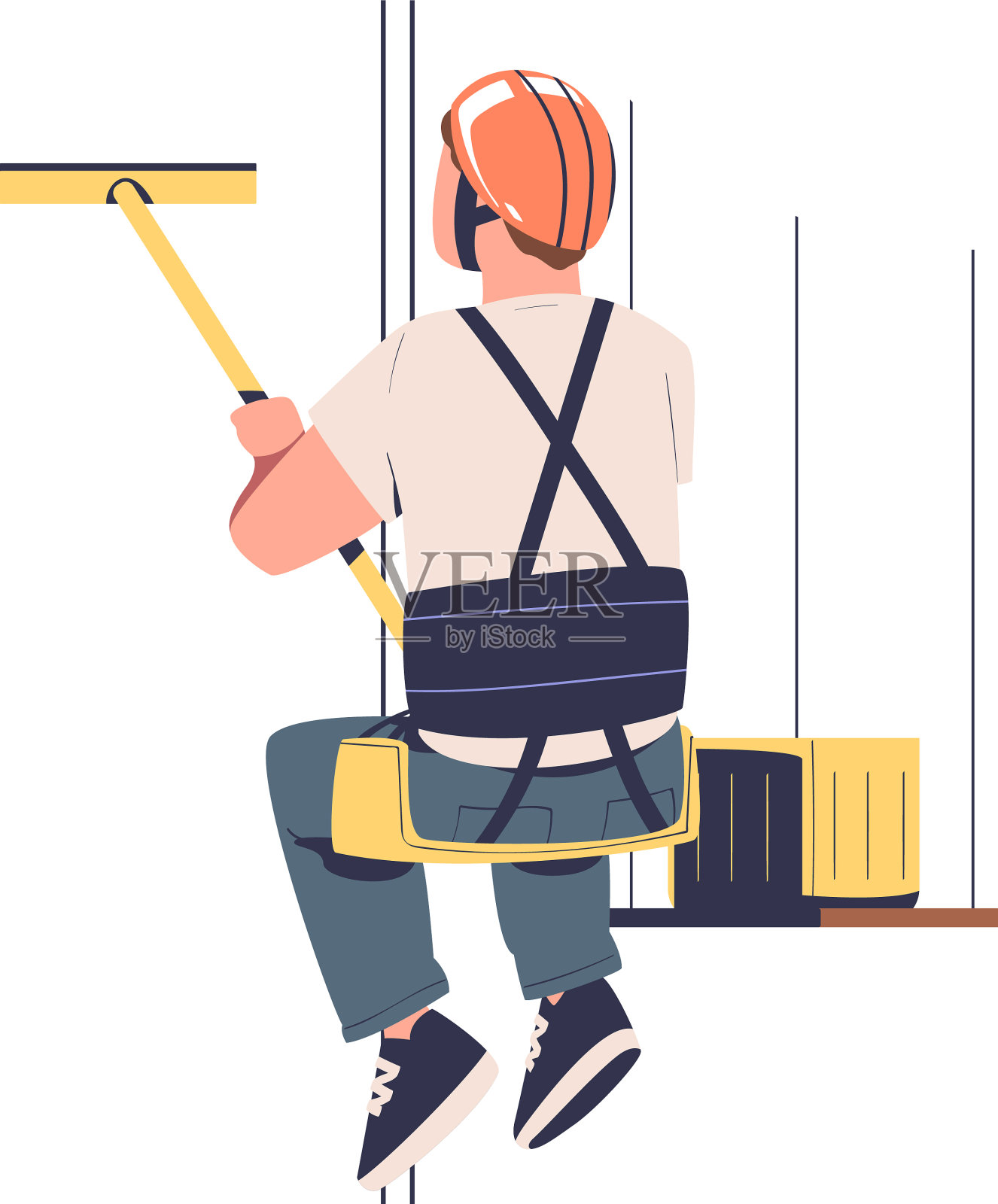 人在高处用铲斗和橡皮擦工作设计元素图片