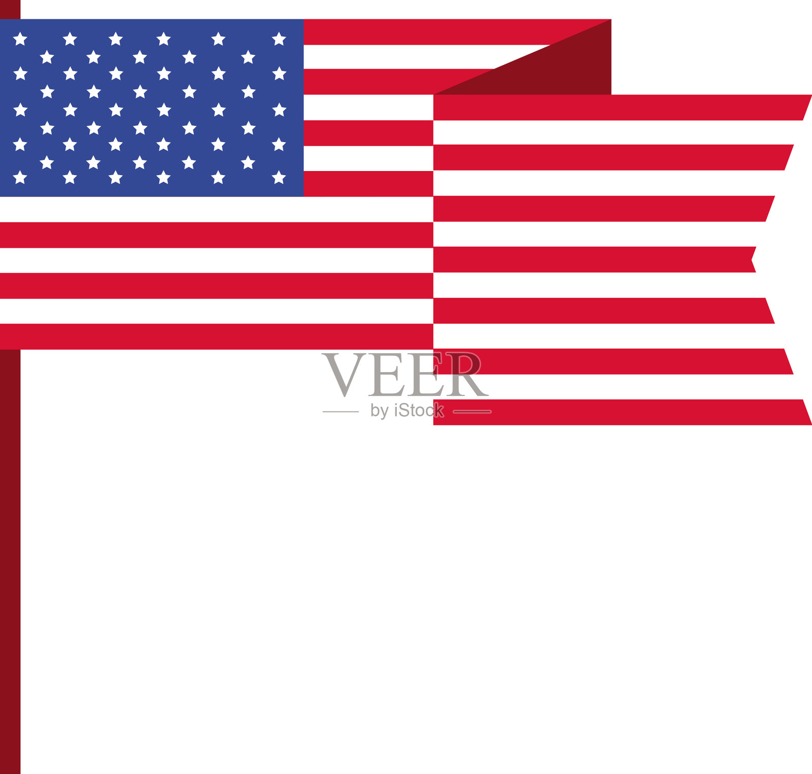 旗杆上插着美国国旗设计元素图片