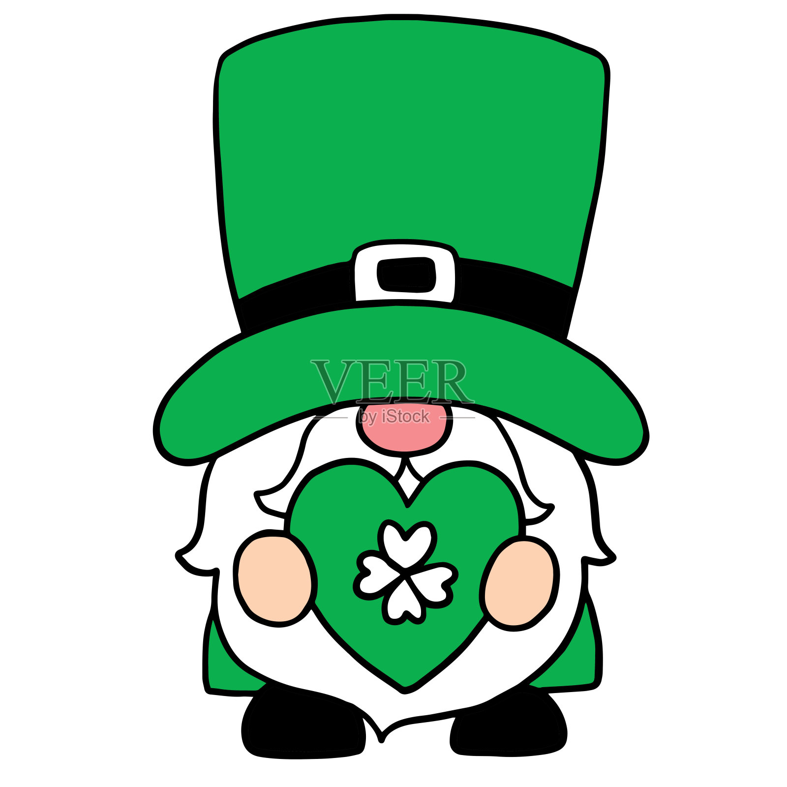 卡通可爱的圣帕特里克节侏儒人物矢量。插画图片素材