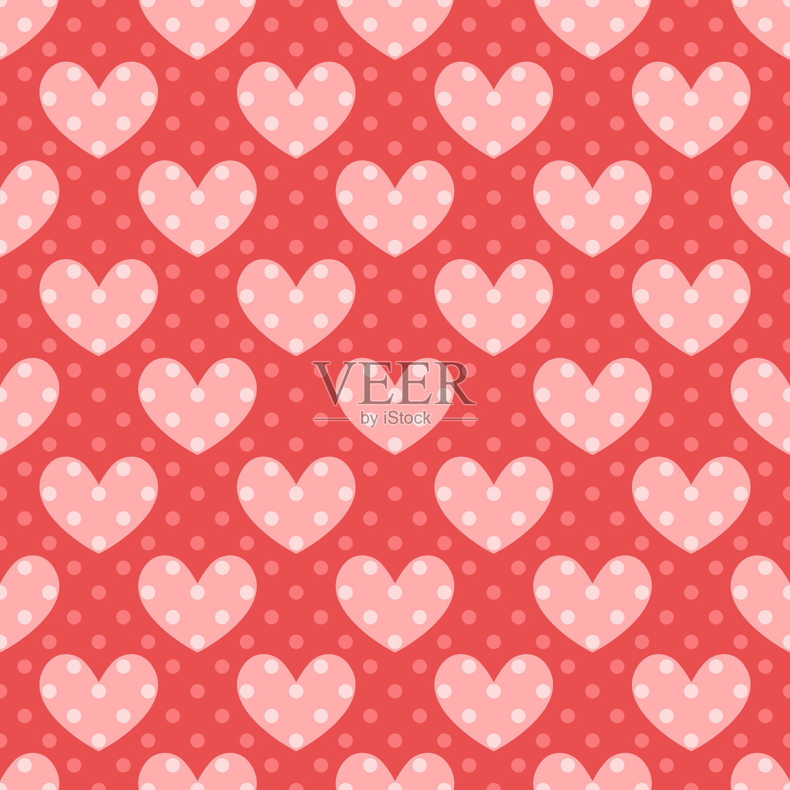 矢量无缝模式与圆点圆心。可爱的面料设计，包装，情人节的壁纸。插画图片素材