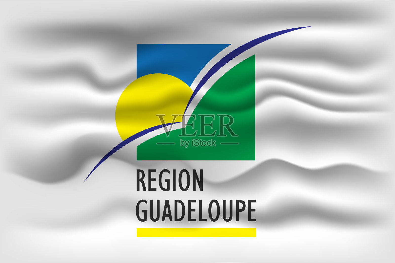 飘扬的瓜德罗普国旗。矢量插图。插画图片素材