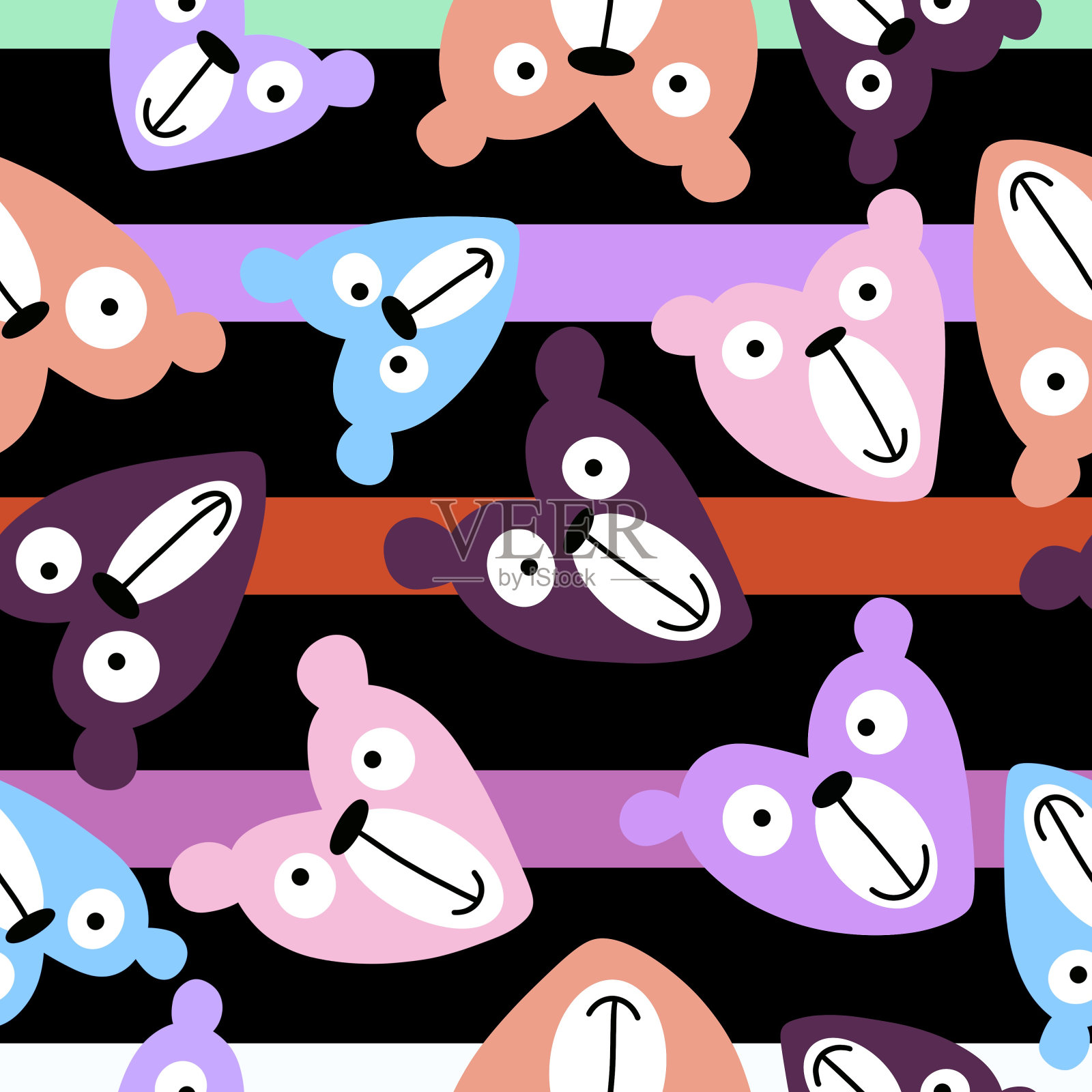 动物熊无缝图案的包装纸和孩子插画图片素材