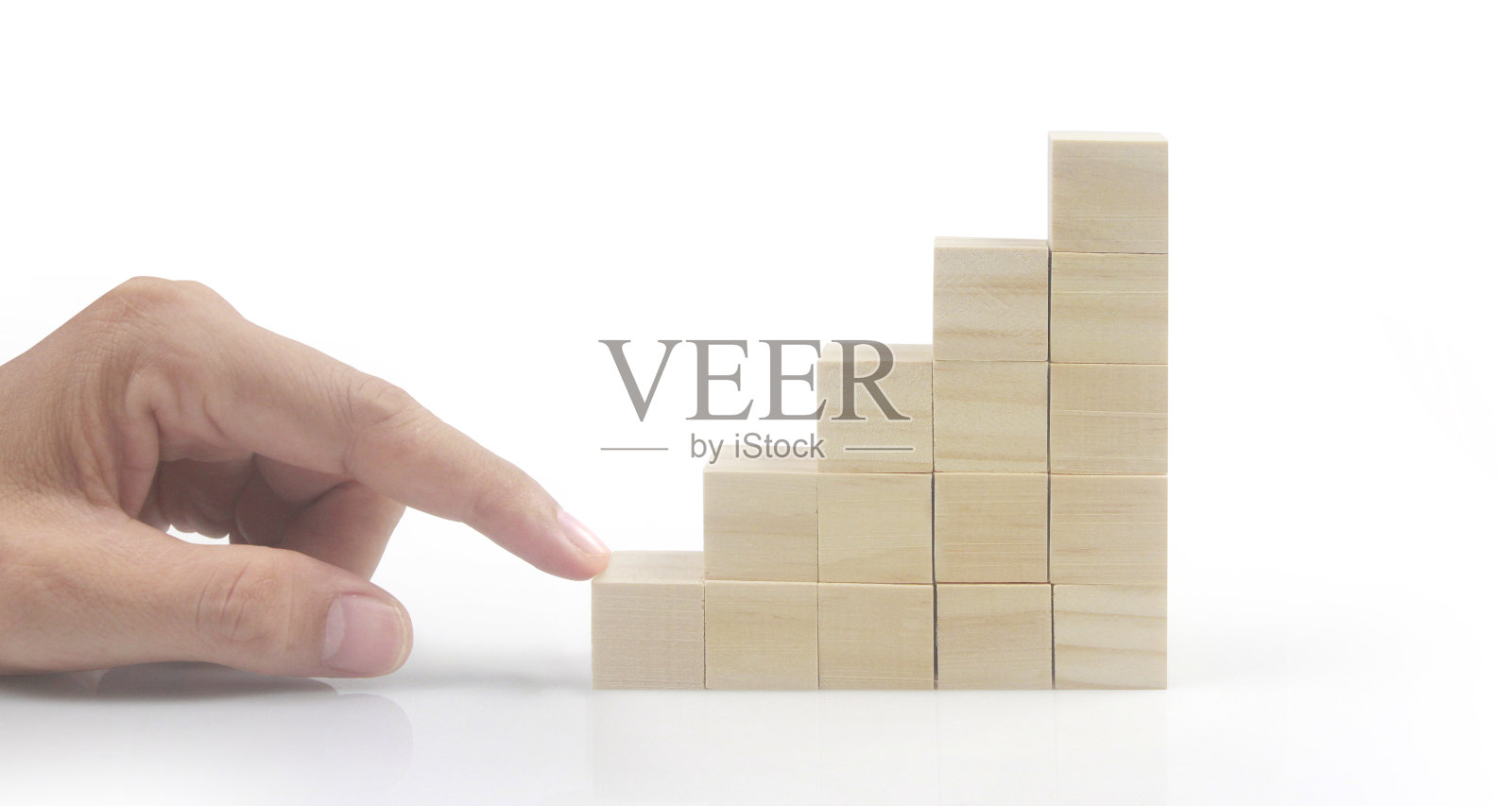 业务连接块多木图表的步骤在手中照片摄影图片