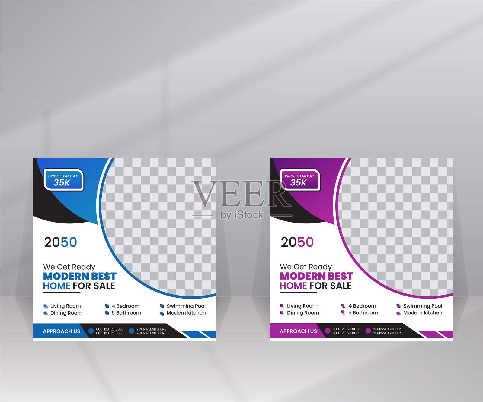 优雅的房屋销售社交媒体帖子，网络横幅，海报为房地产机构插画图片素材