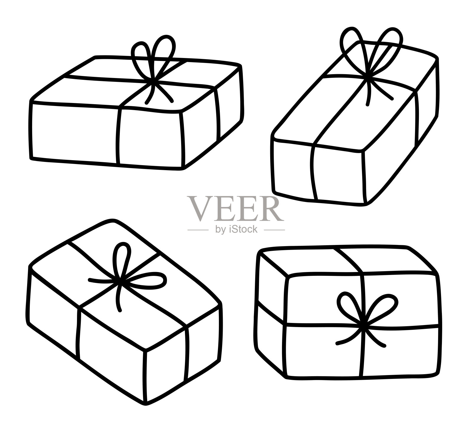 礼盒套装与弓插图插画图片素材