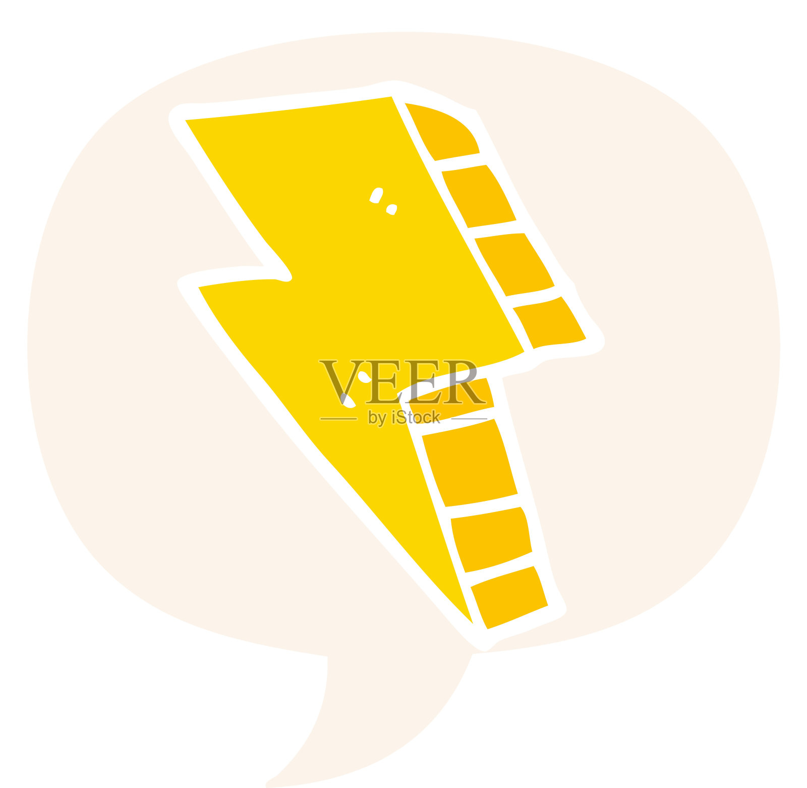 卡通闪电与语音泡泡在复古风格插画图片素材