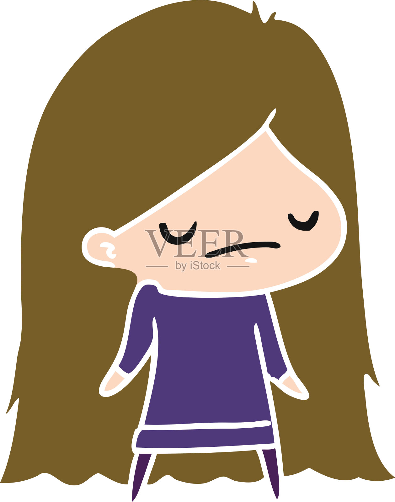 可爱的卡哇伊女孩的卡通插图插画图片素材