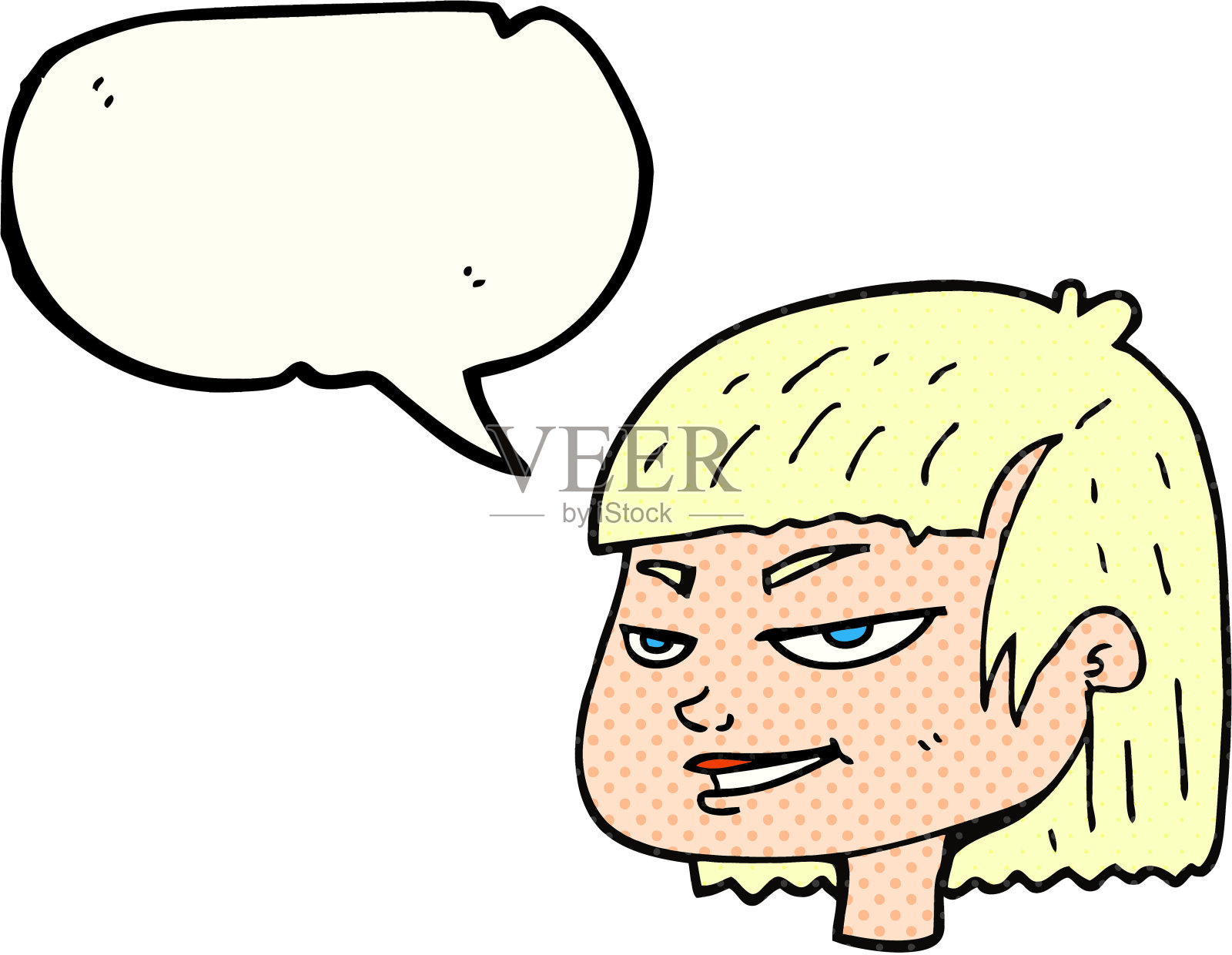 手绘漫画书演讲泡泡卡通长相刻薄的女孩插画图片素材