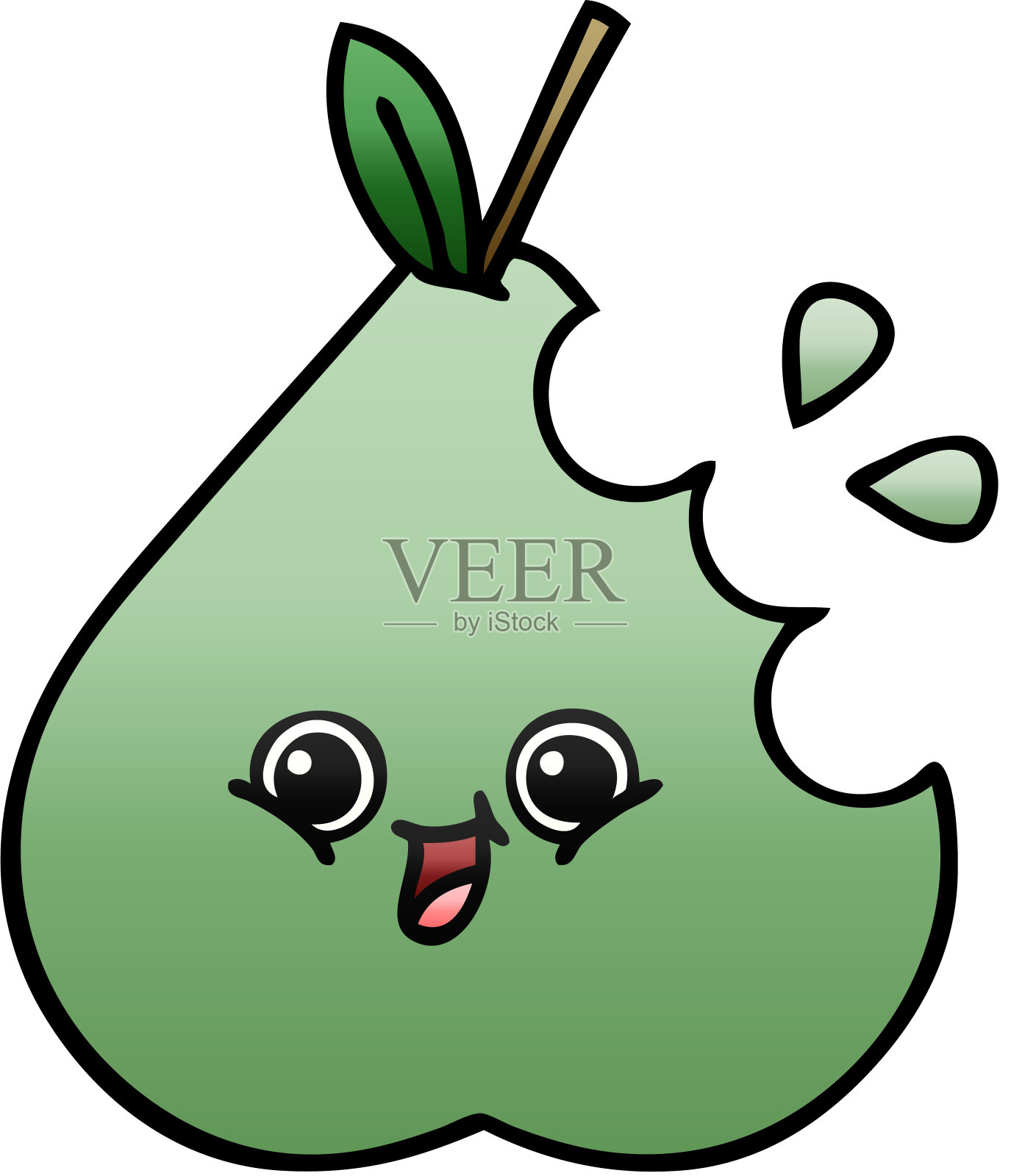 渐变阴影卡通的绿色梨插画图片素材