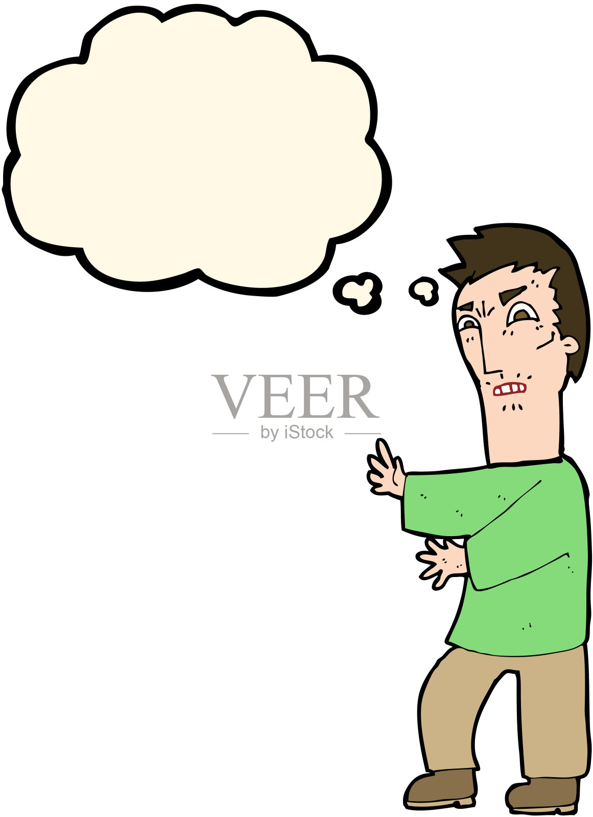 卡通愤怒的人与思想泡泡插画图片素材