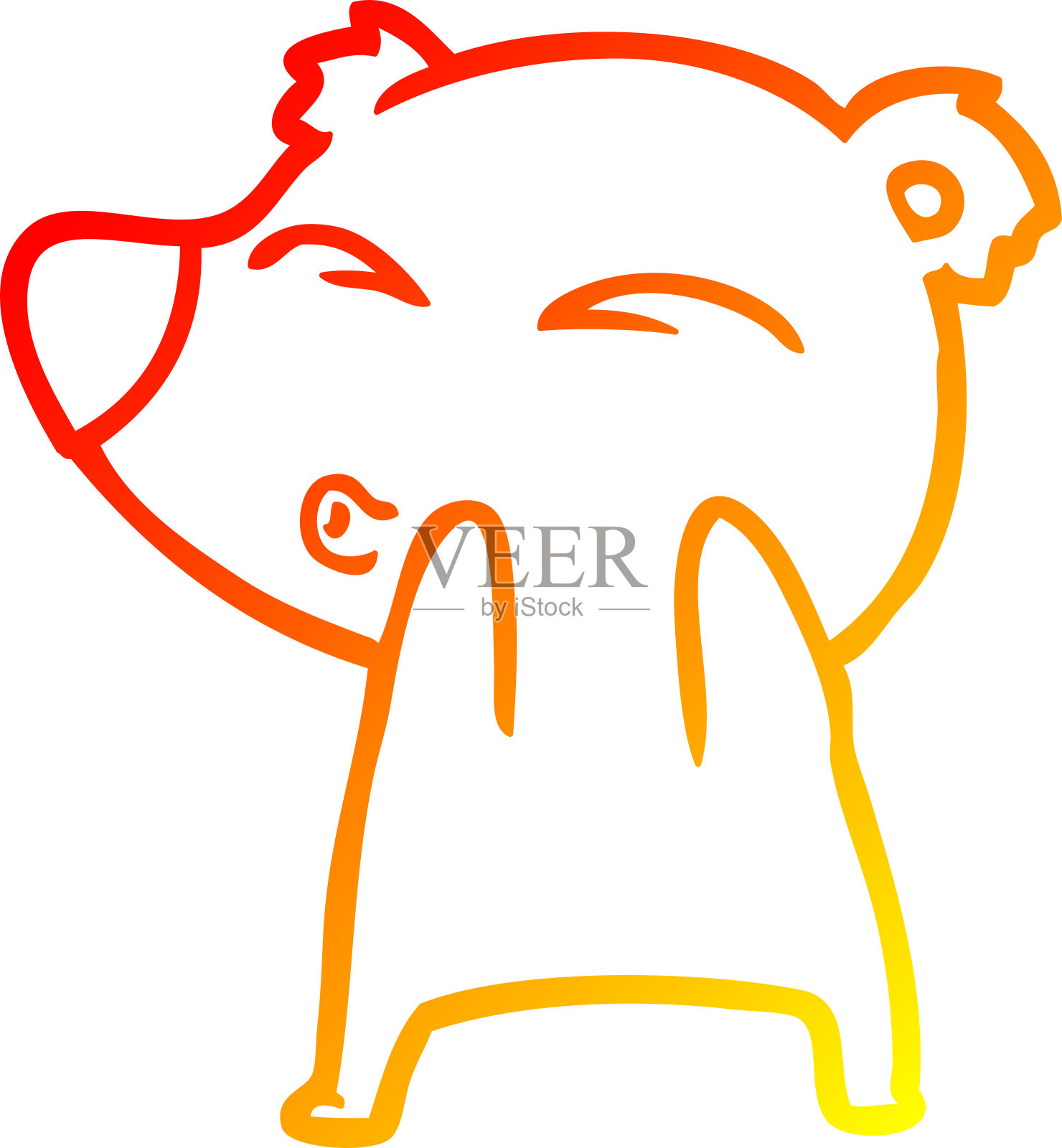 温暖的梯度线绘制卡通吹口哨熊插画图片素材