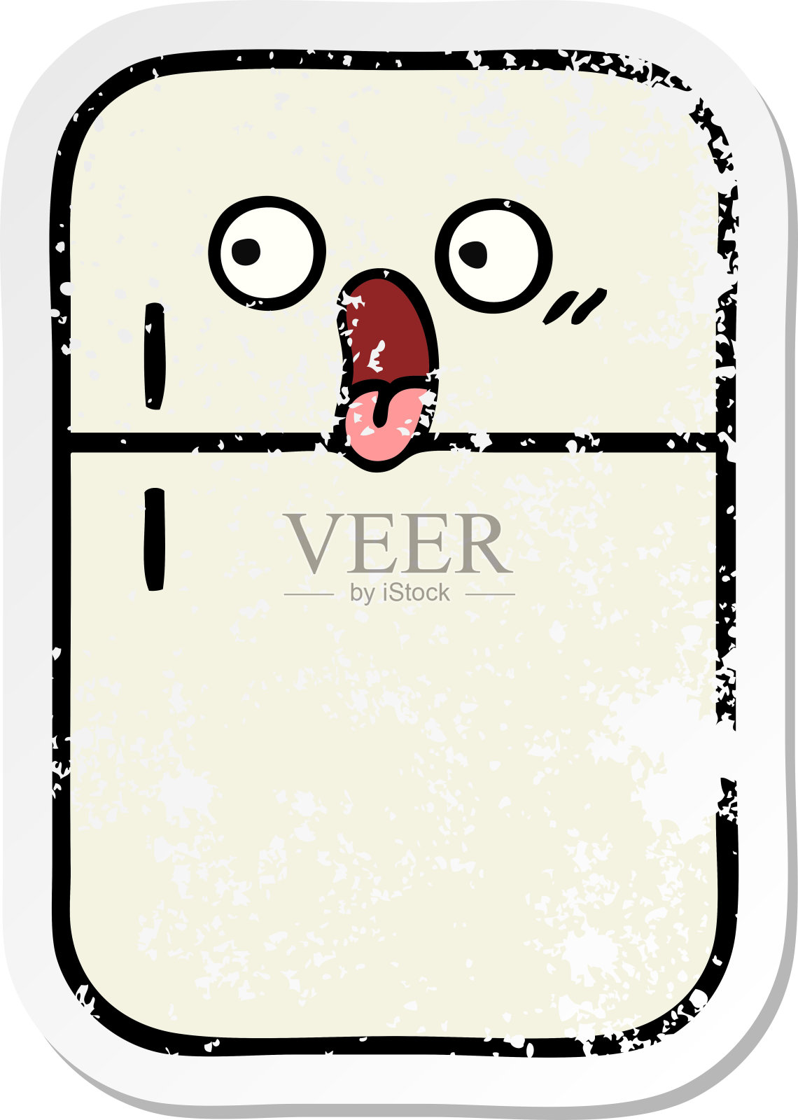 一个可爱的卡通冰箱冷冻室的心疼贴纸插画图片素材