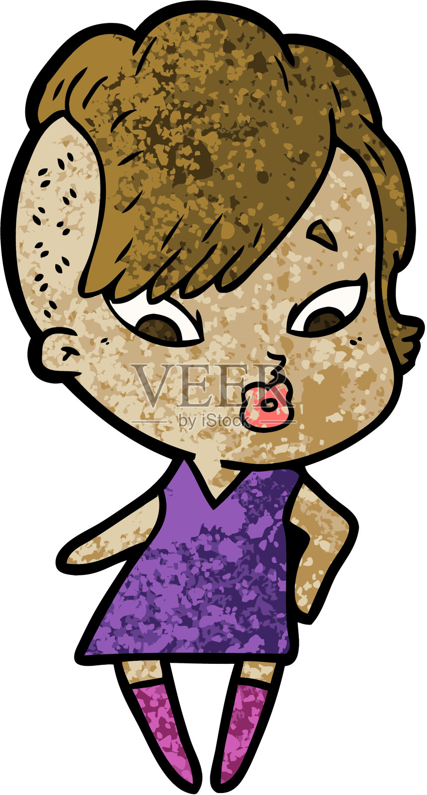 卡通惊奇女孩插画图片素材