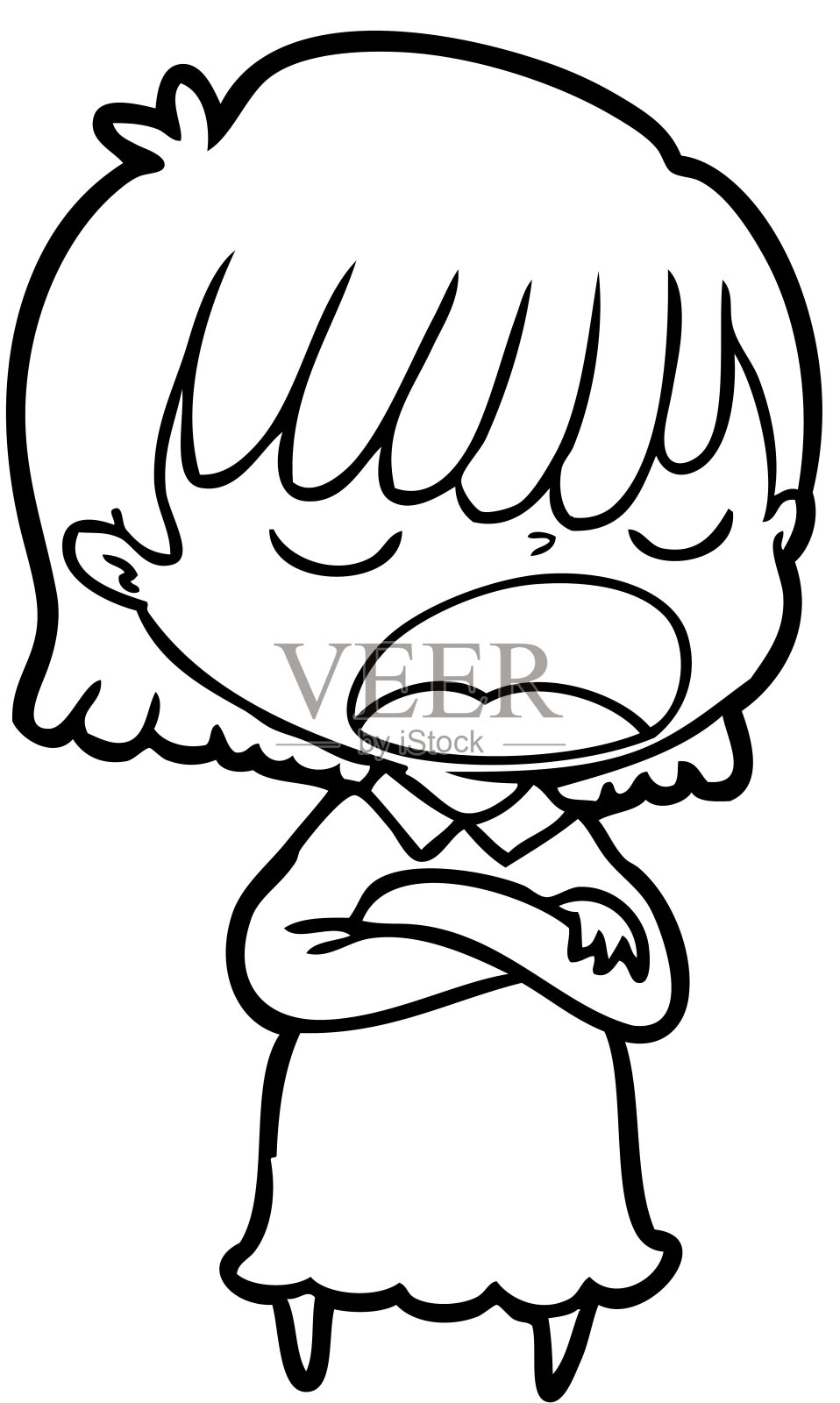 卡通女人大声说话插画图片素材