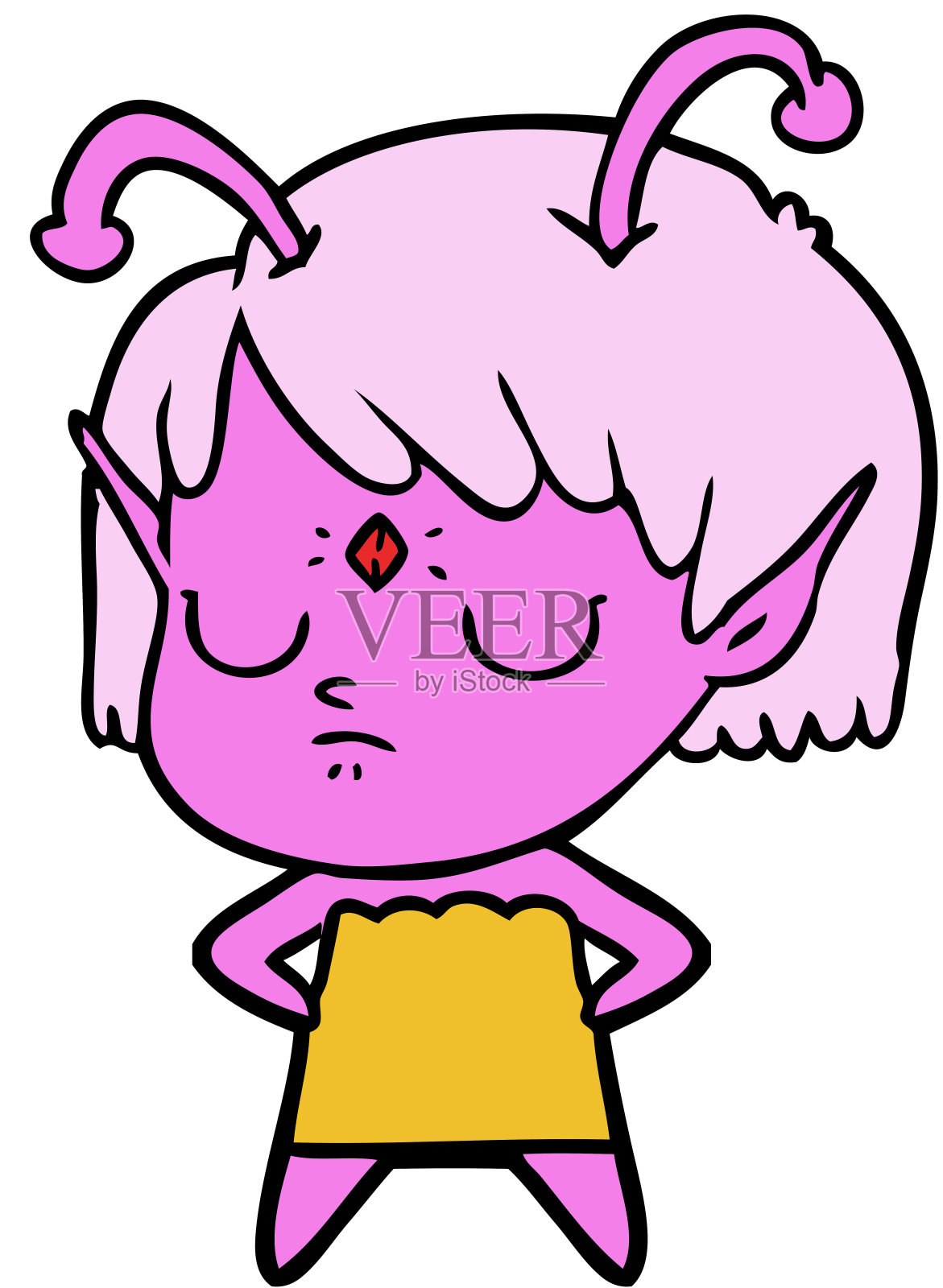 卡通外星人女孩插画图片素材
