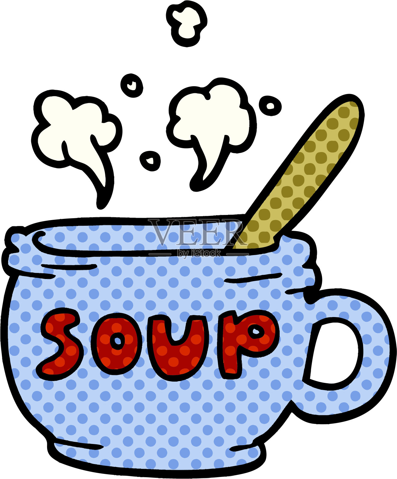 热汤的卡通涂鸦插画图片素材