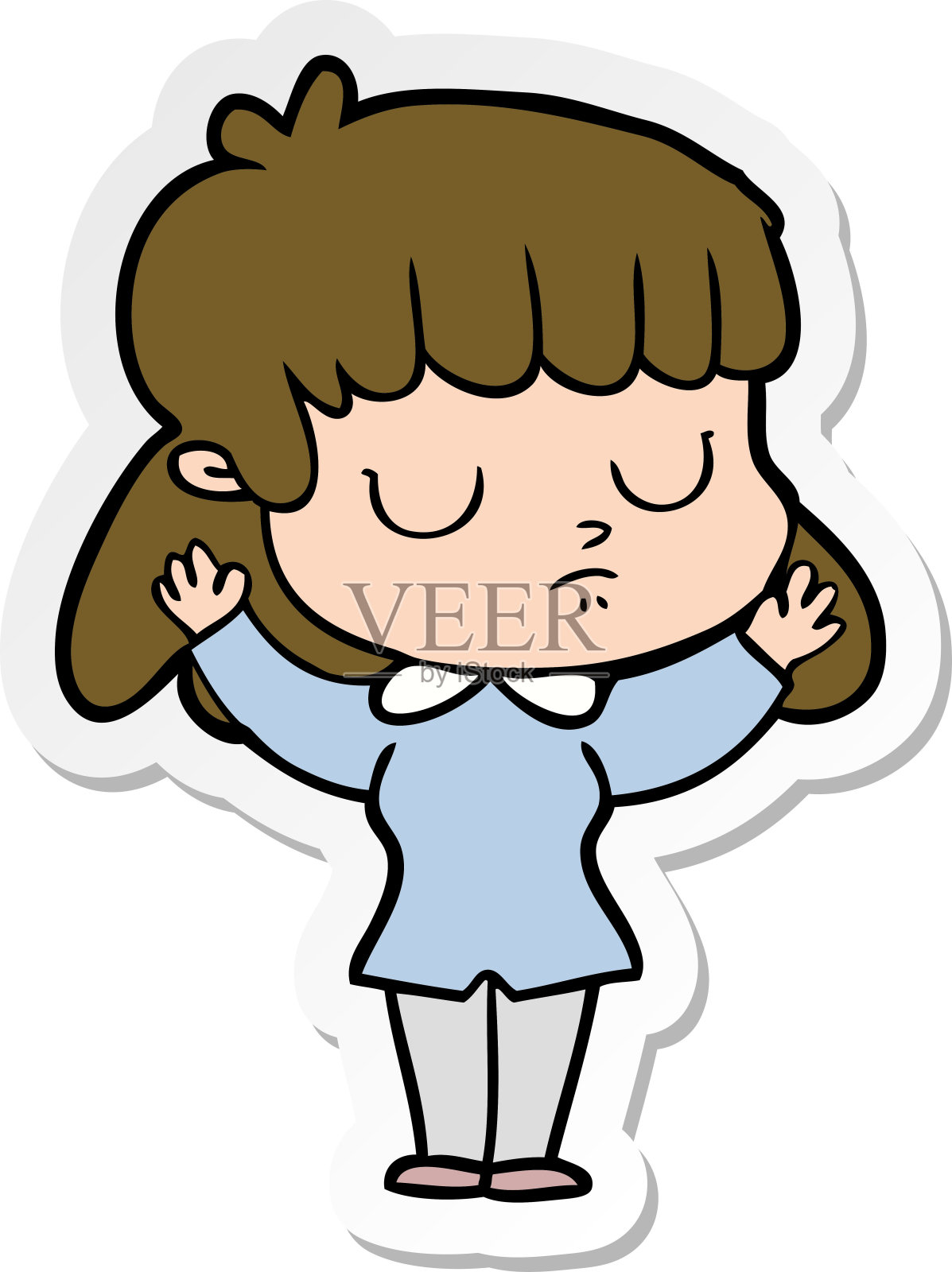 一个冷漠的卡通女人的贴纸插画图片素材