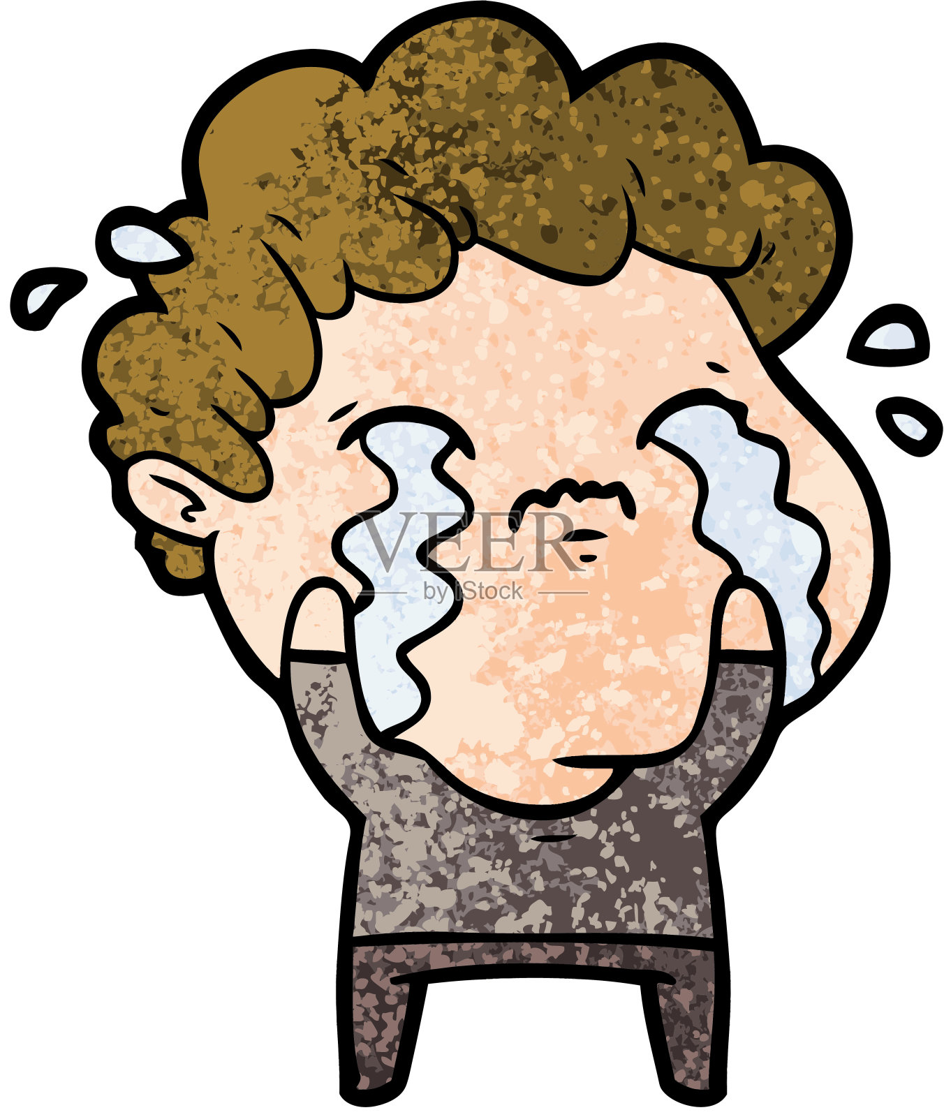 卡通人物哭泣插画图片素材