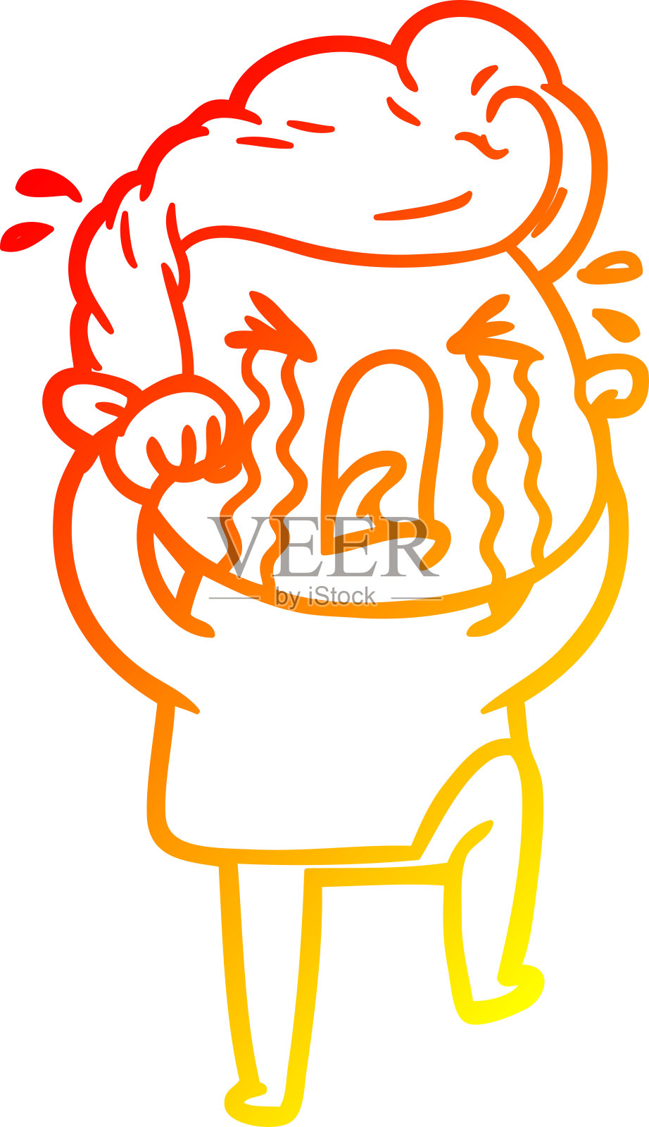 哭泣的卡通男人暖色渐变线条画插画图片素材