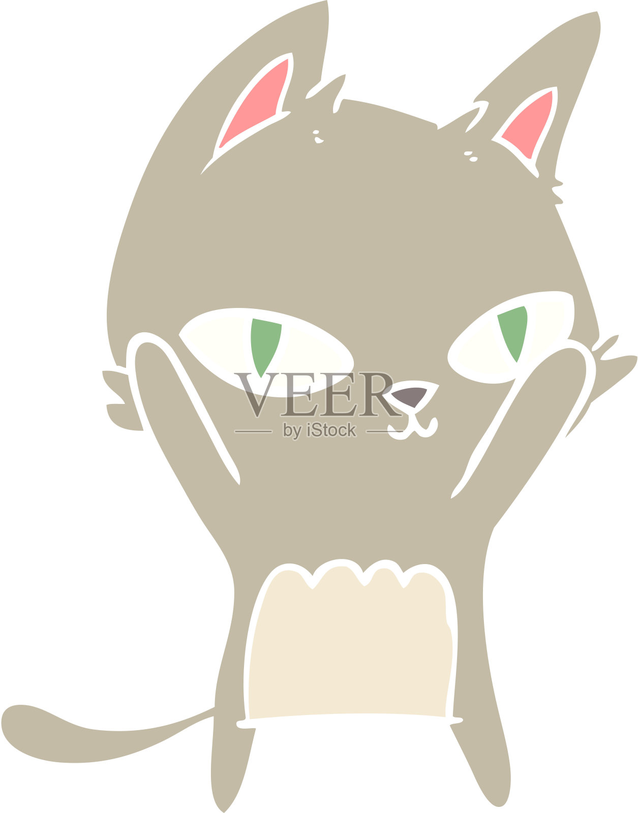 平面色彩风格卡通猫凝视插画图片素材