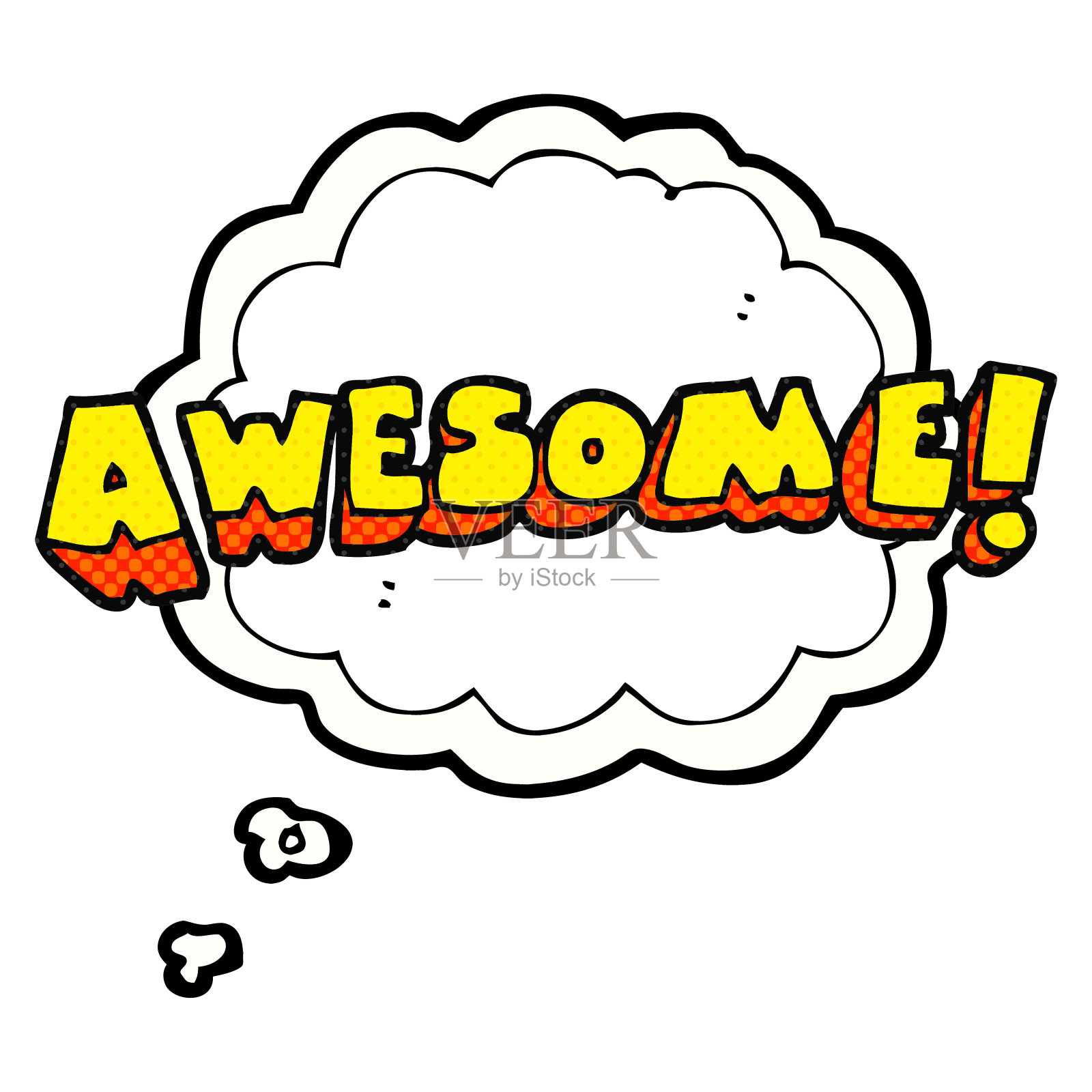 徒手画的思想泡泡卡通awesome字插画图片素材