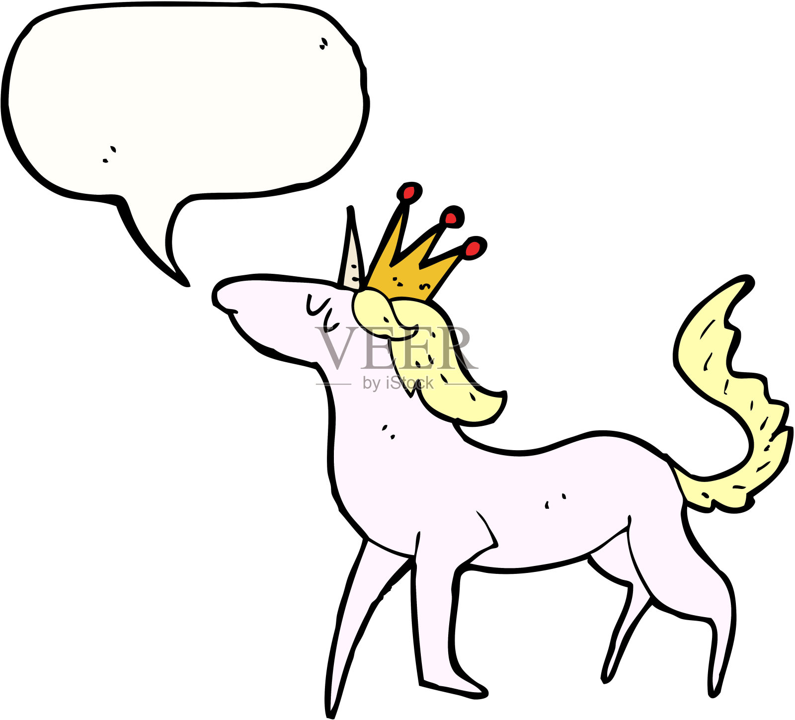 带有语音泡泡的卡通独角兽插画图片素材
