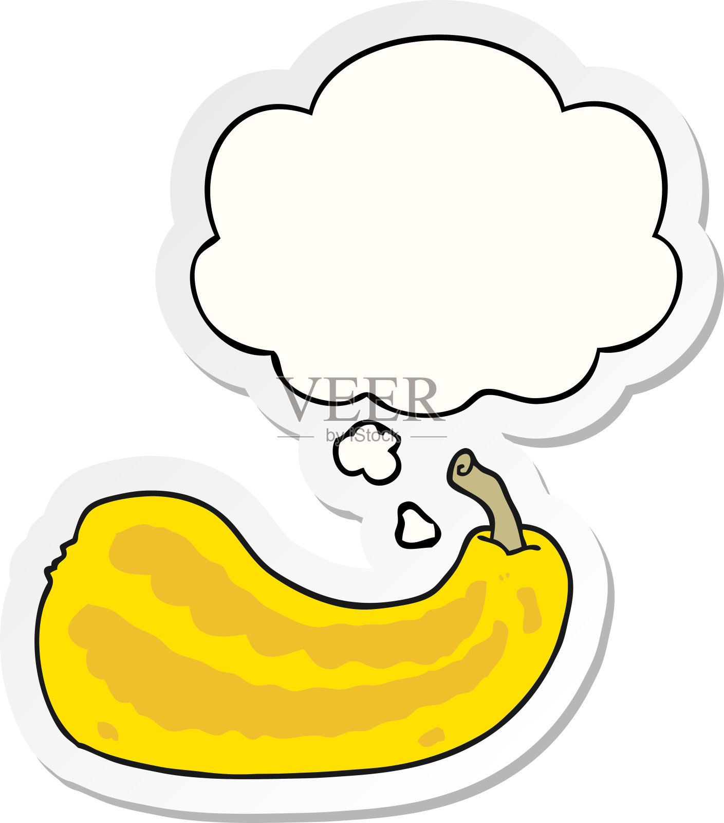 卡通南瓜与思想泡泡作为印刷贴纸插画图片素材