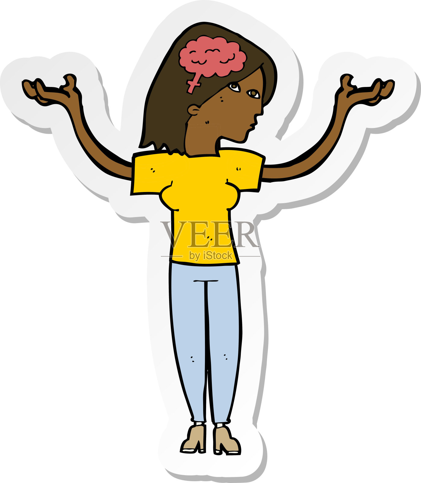 一个卡通聪明女人的贴纸插画图片素材