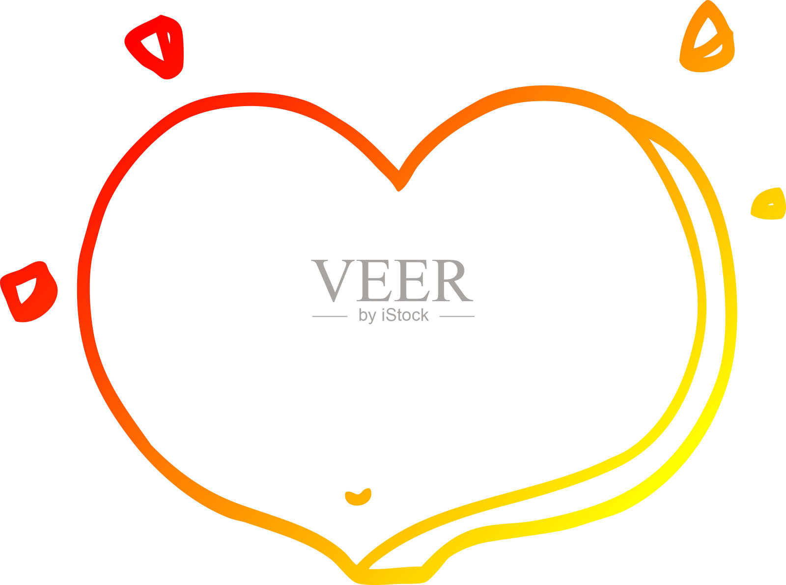 温暖的渐变线条画的卡通爱心插画图片素材