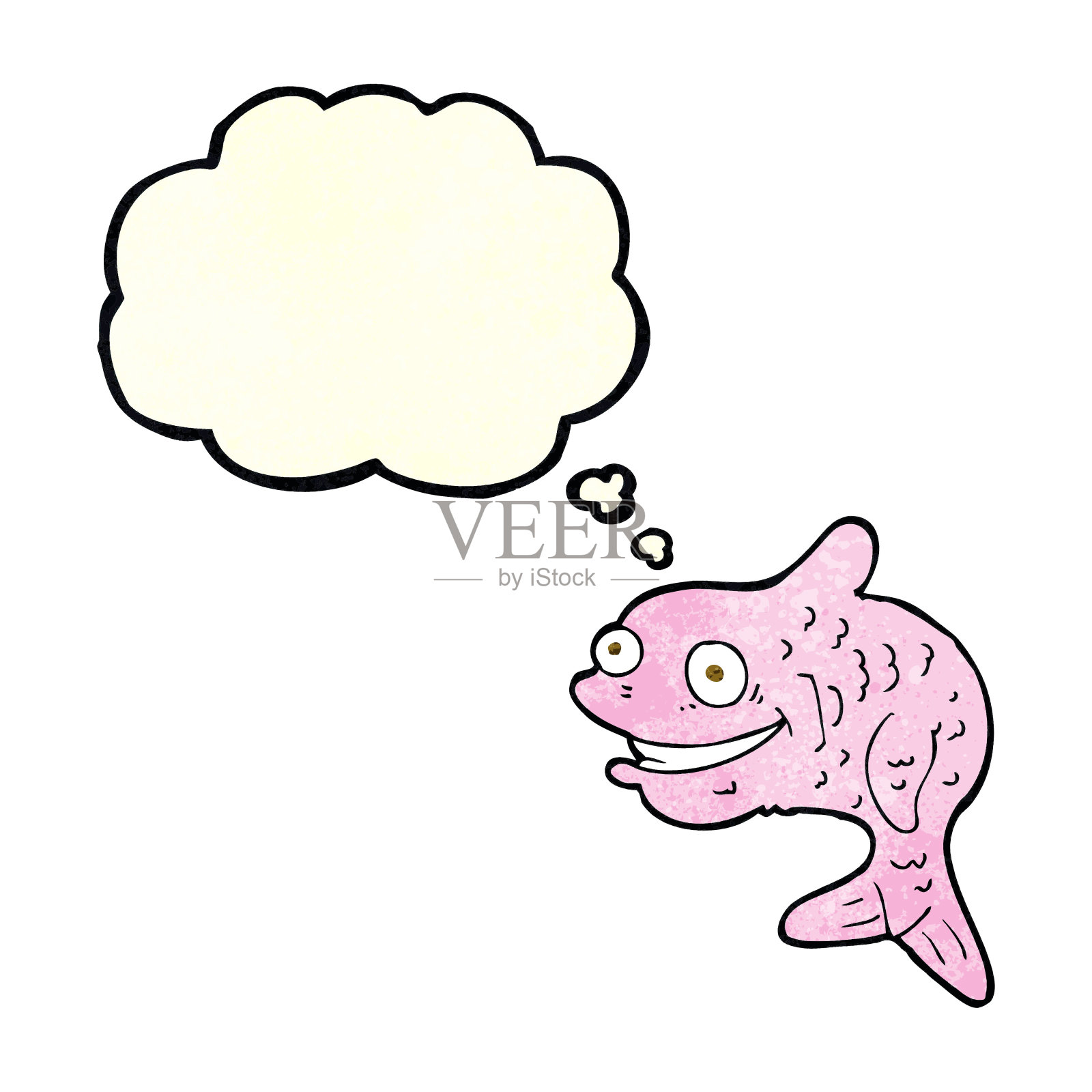 卡通快乐鱼与思想泡泡插画图片素材