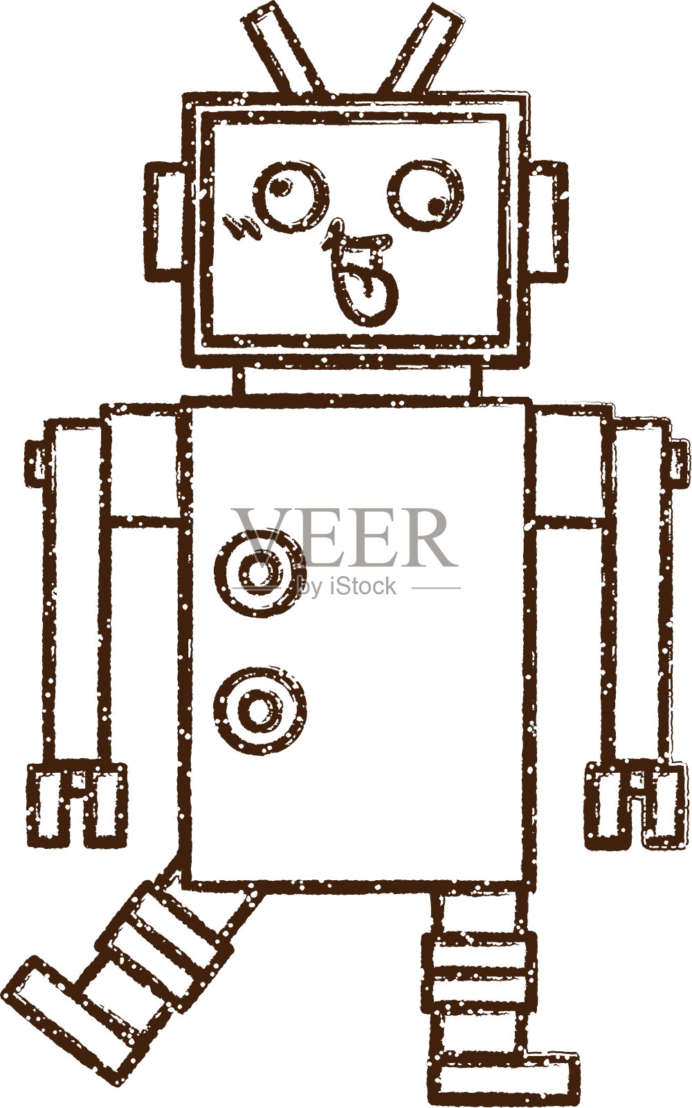 机器人炭笔画插画图片素材