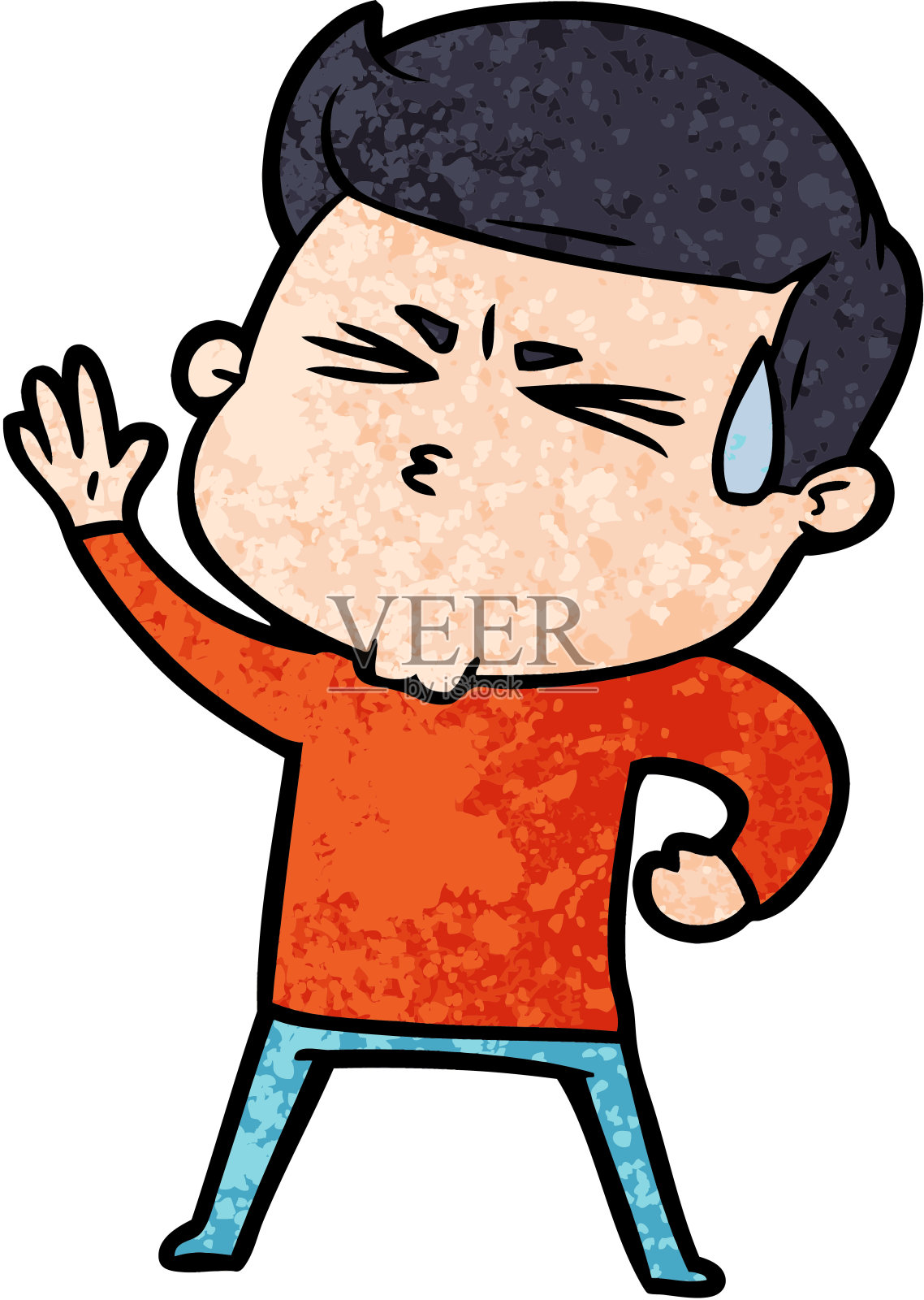 卡通人物流汗插画图片素材