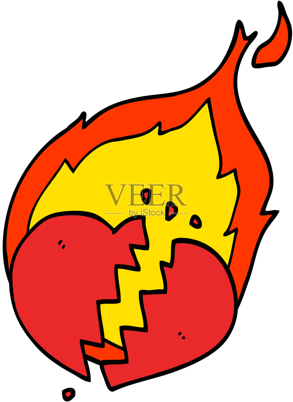 卡通燃烧的心插画图片素材