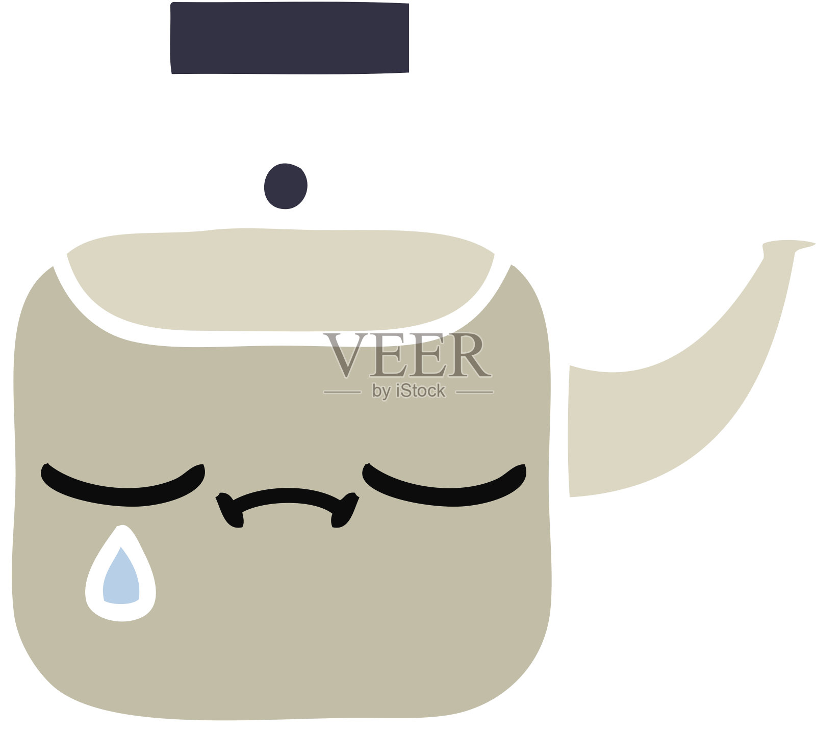 平板彩色复古卡通水壶插画图片素材