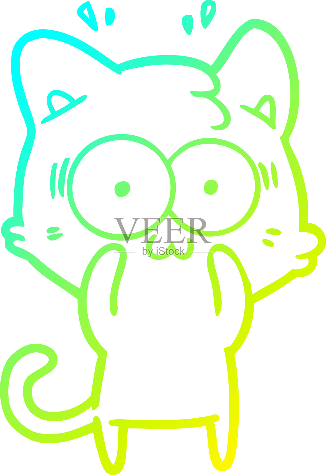 冷梯度线画的卡通惊讶的猫设计元素图片