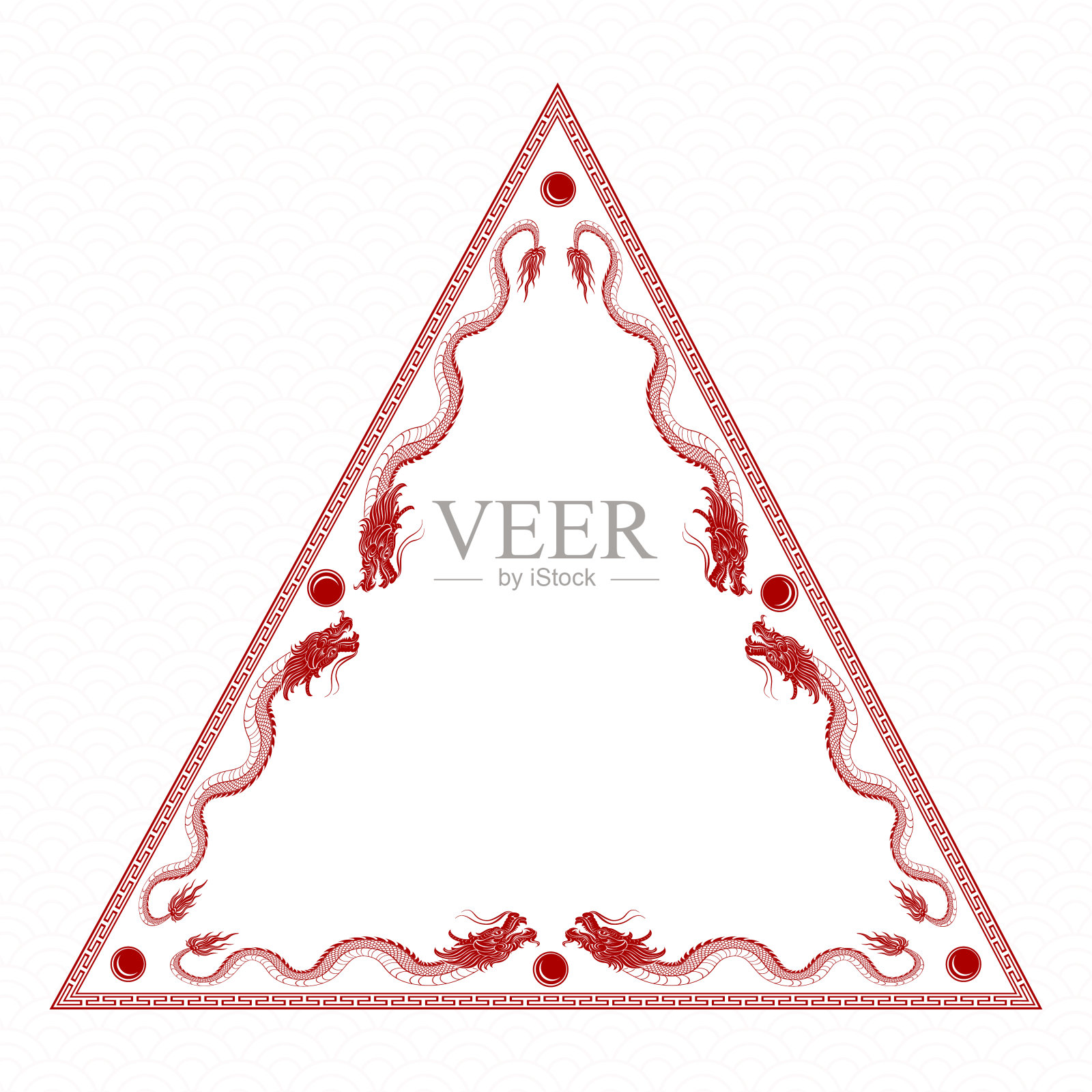 中国传统的红色龙插画图片素材