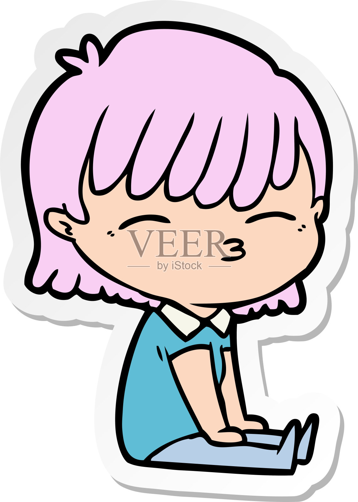 一个卡通女人的贴纸插画图片素材